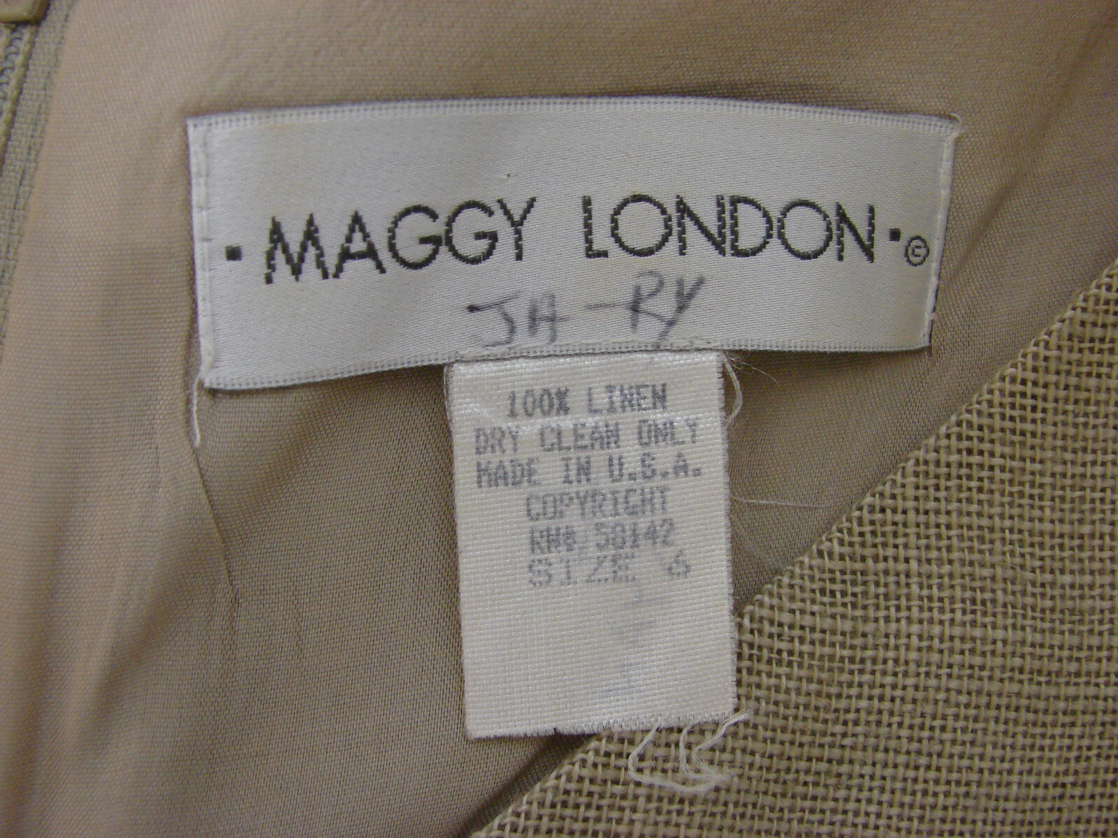 Maggy London 100% Linen Maxi Sheath Shift Dress Sleeveless Faux Fish Buttons 6