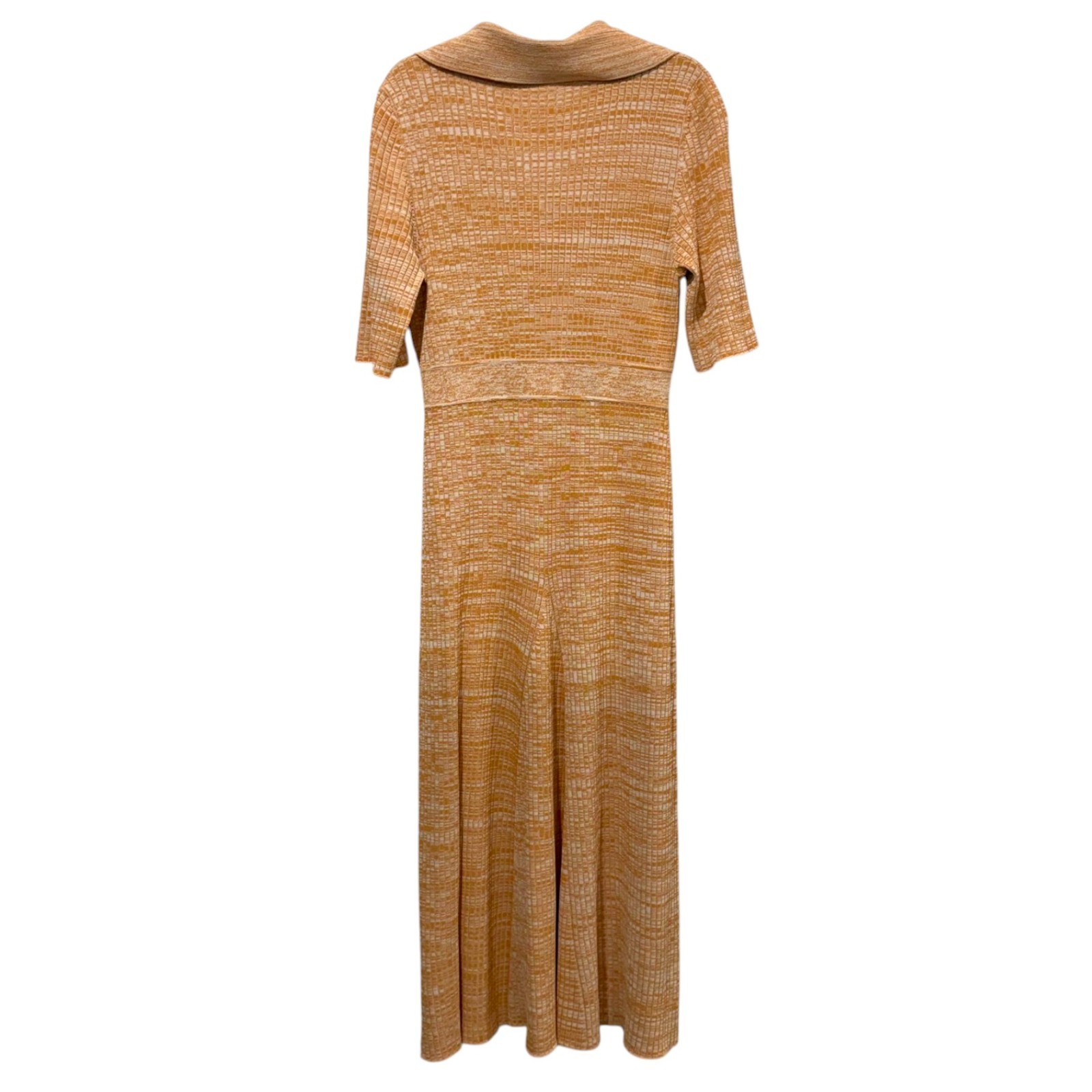 Scanlan Theodore Pleated Rib Dress Size Medium Orange Peach Midi