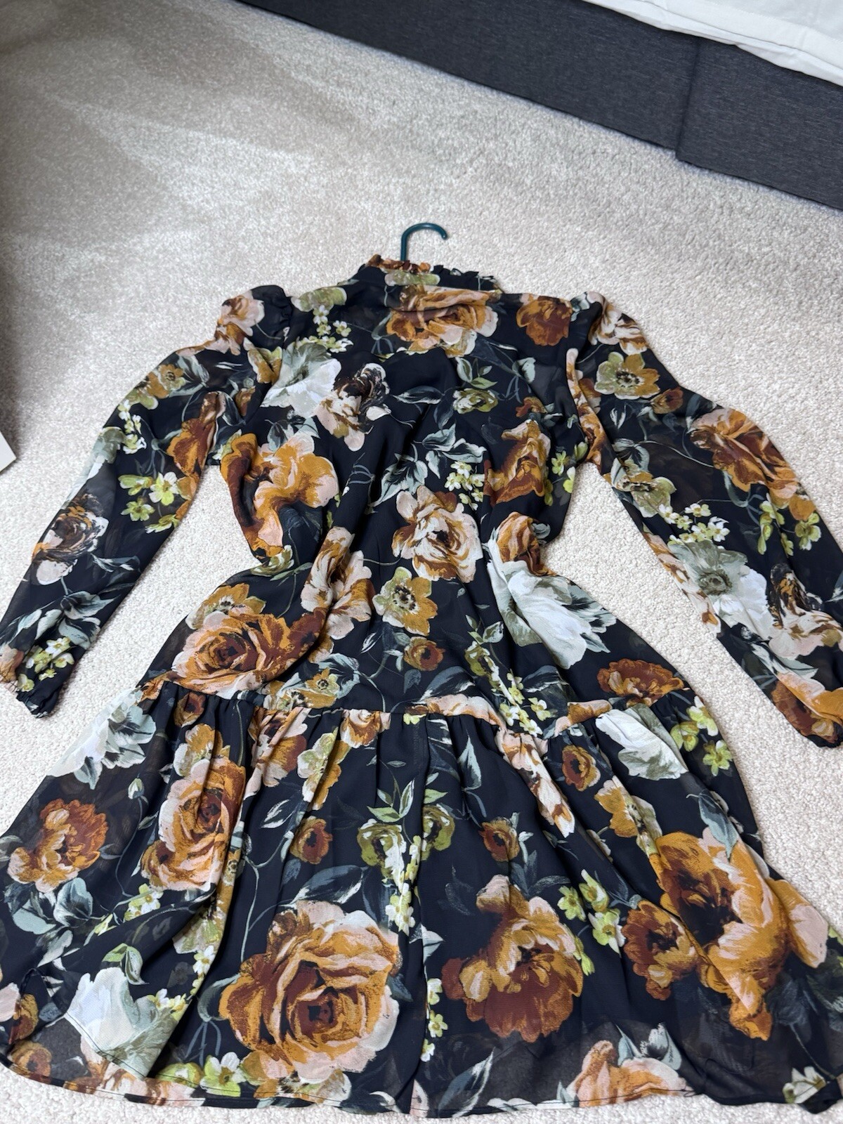 Maia Womens Multicolor Floral Long Sleeve Knee Length Fit & Flare Dress Size 8