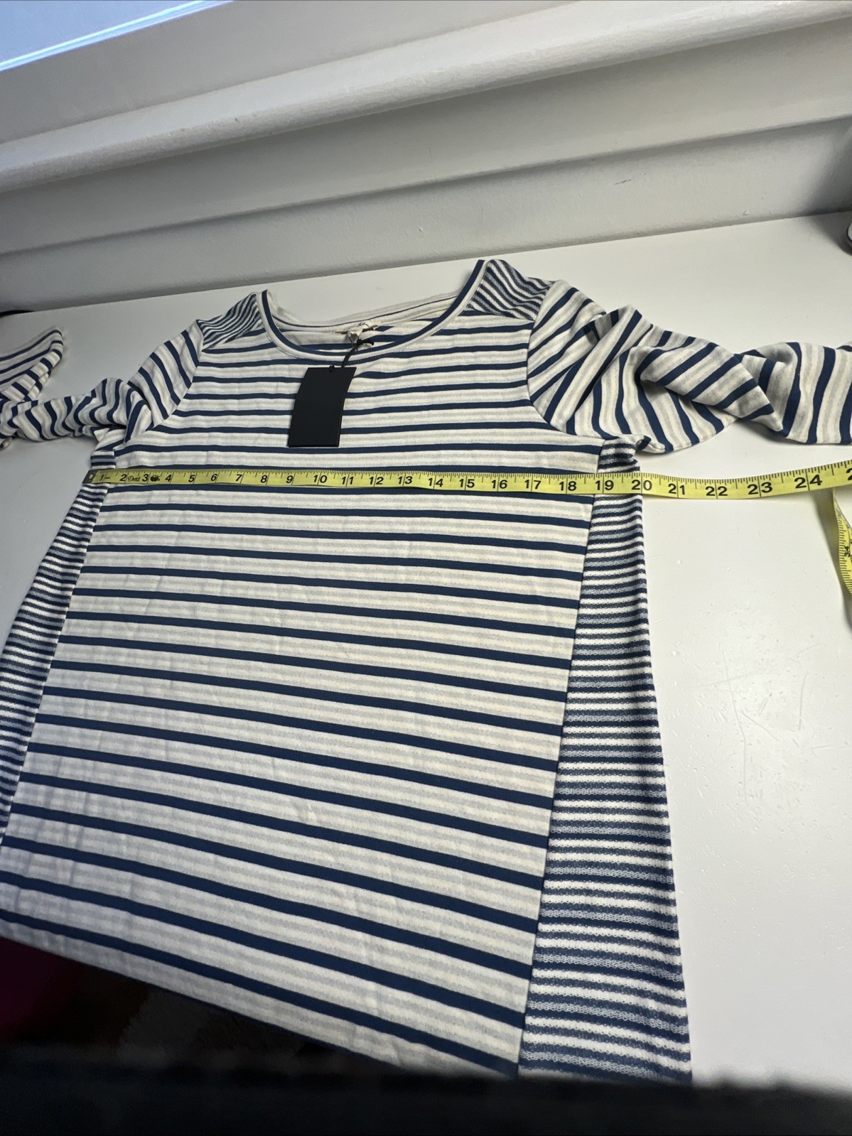 Jane and Delancey Blue Striped Long Sleeve Comfy Dress Above Knee Tunic Sz M
