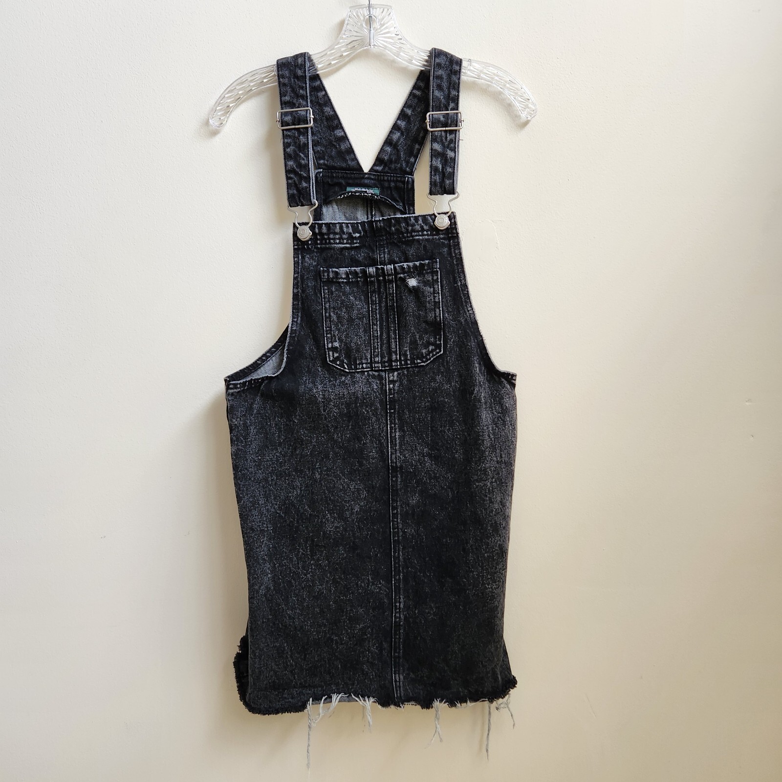 Wild Fable Overall Jumpsuit Dress Women’s S Black Denim Distressed Raw Hem Bib