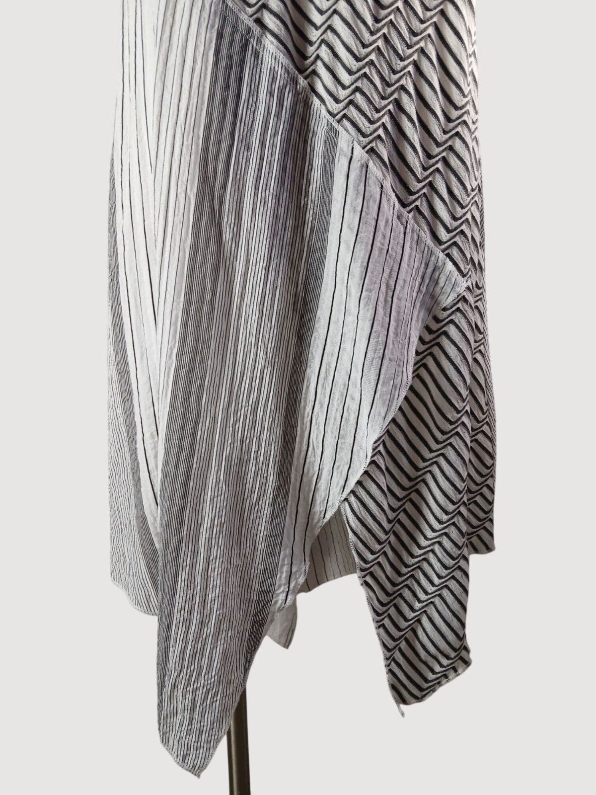 Radzoli Sleeveless Black White Patchwork Panel Tiered Dress XL Asymmetrical