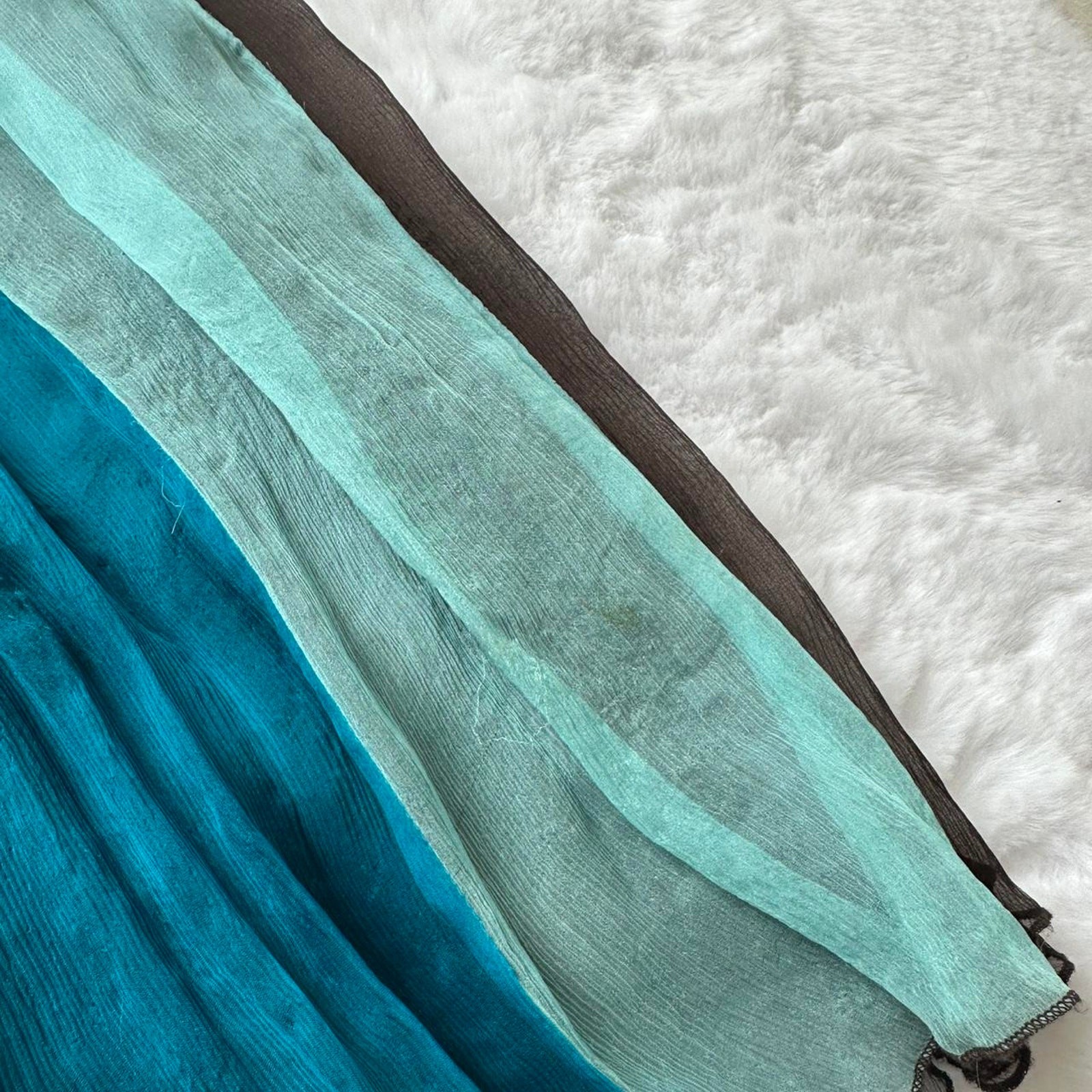Signature by Robbie Bee Silk Brown & Turquoise Babydoll Maxi Dress – Size 8P