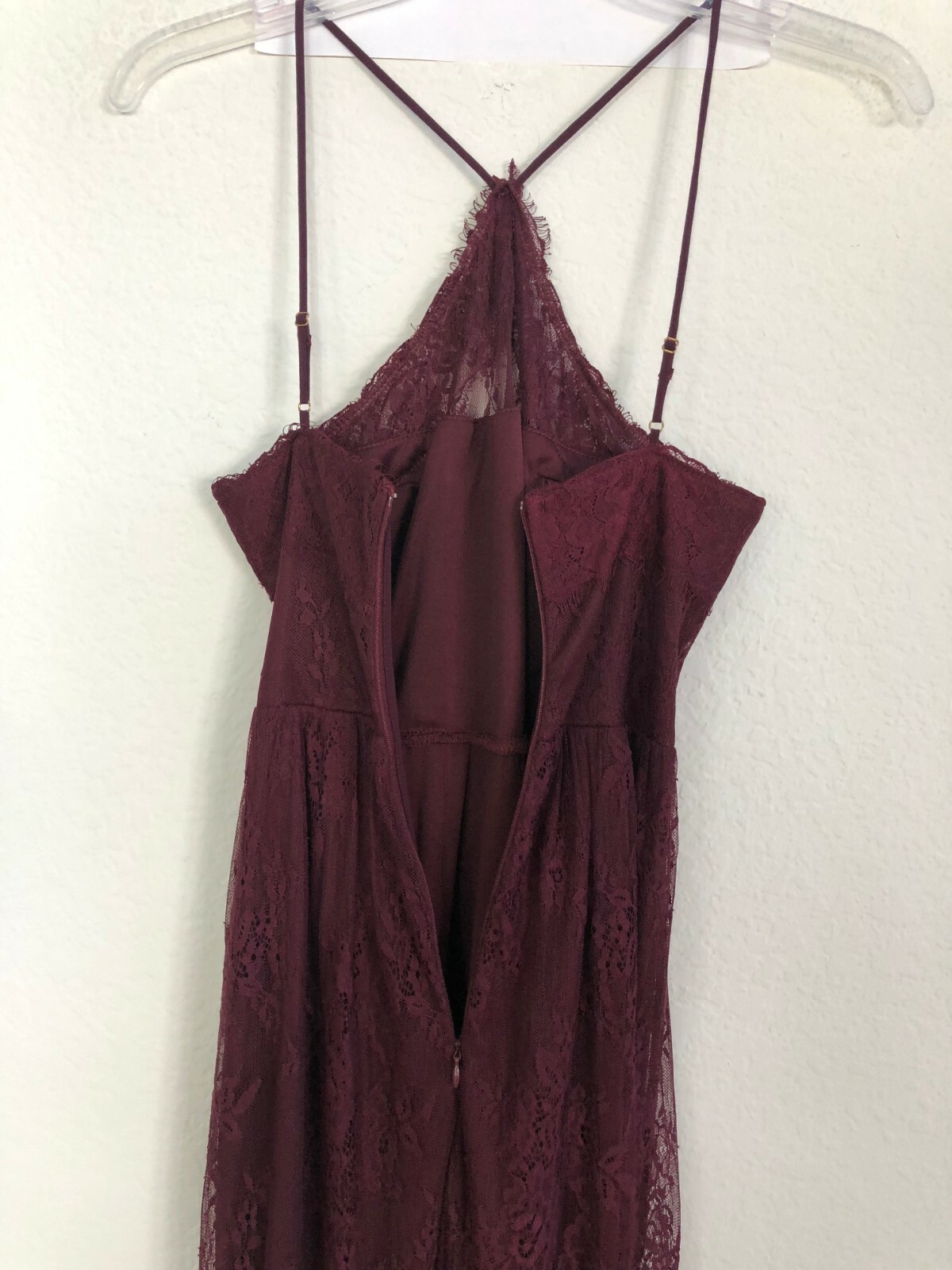 Heartloom Belle Burgundy Lace Halter Maxi Dress size XS Gown AAK