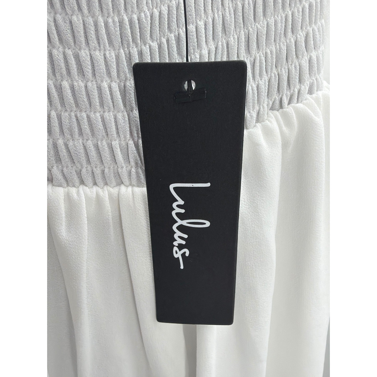 Lulus Summer Invite White Tie-Strap Tiered Midi Dress XL Smocked Slit Ruffle NEW