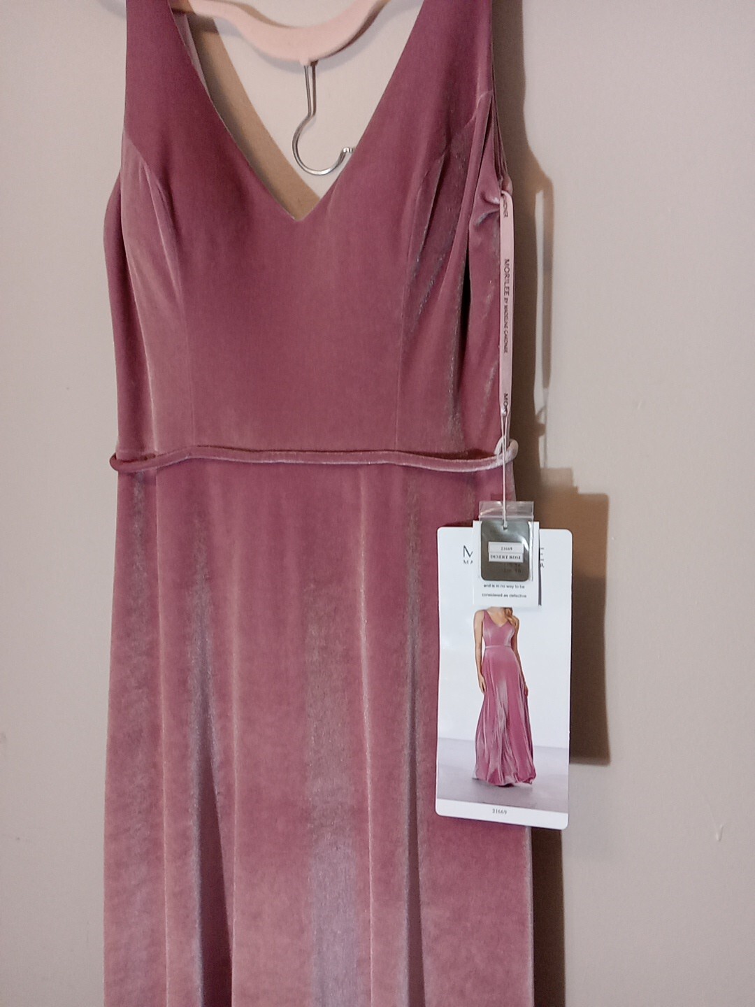morilee madeline gardner Desert Rose Stretch Velvet Zip Back dress Size 14