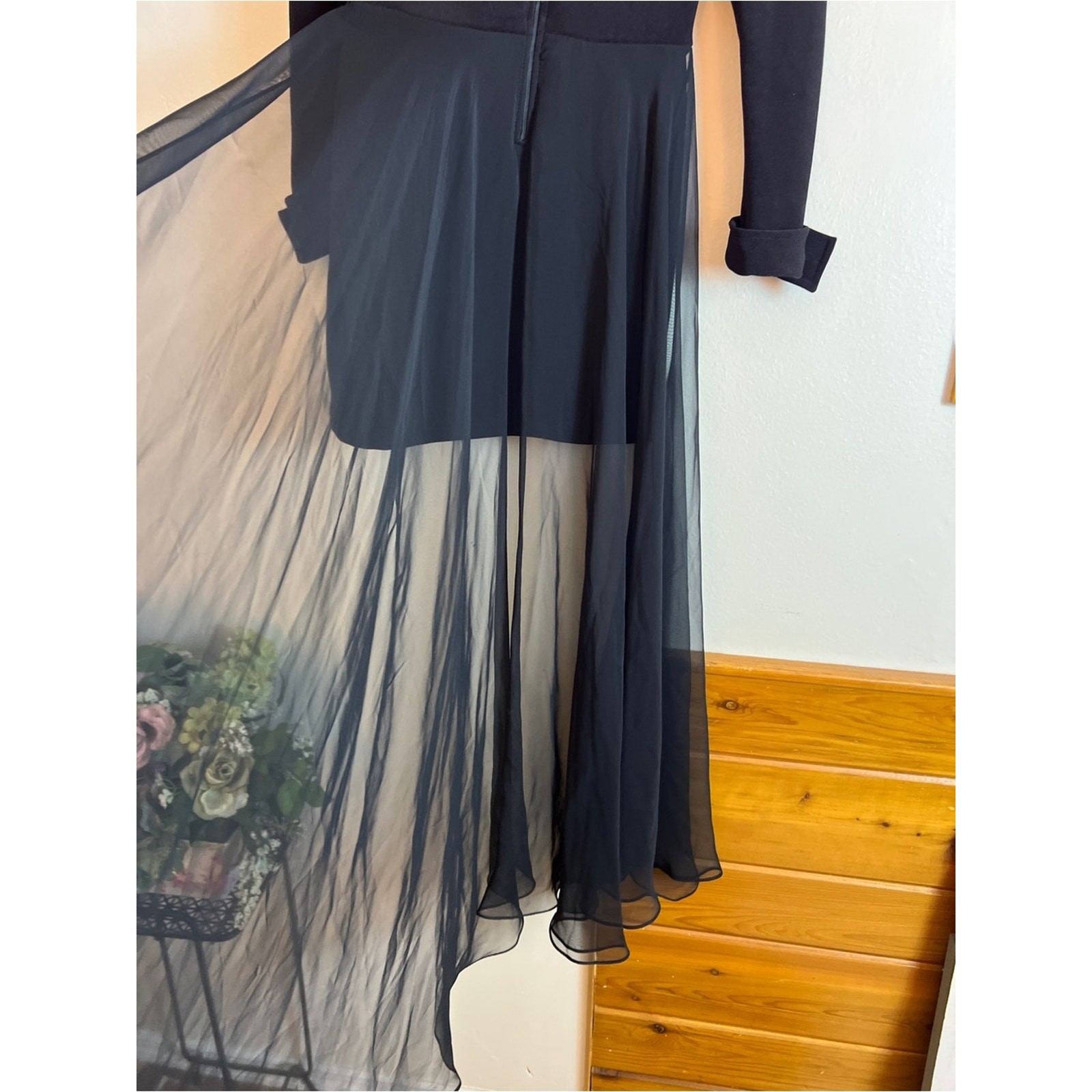 Vintage 1980’s-1990’s Dana Deatherage Cache black dress with sheer skirt