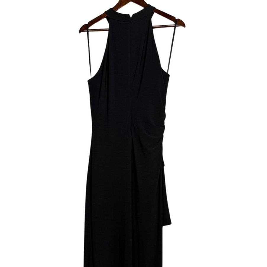 Laundry by Shelli Segal Sleeveless Mock Neck High Low Gown Back Zip Up 10 Black