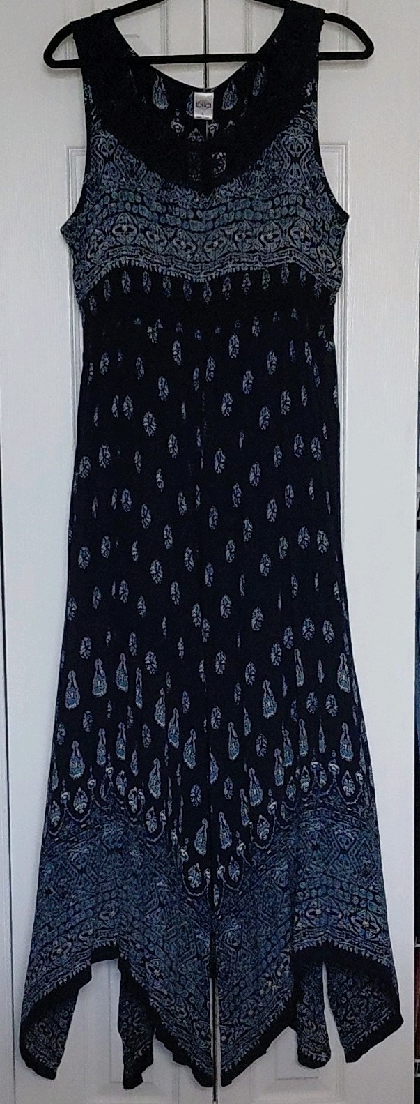 Bila Assymetric Maxi Dress Large Bohemian Festival Hippie Island msrp $68