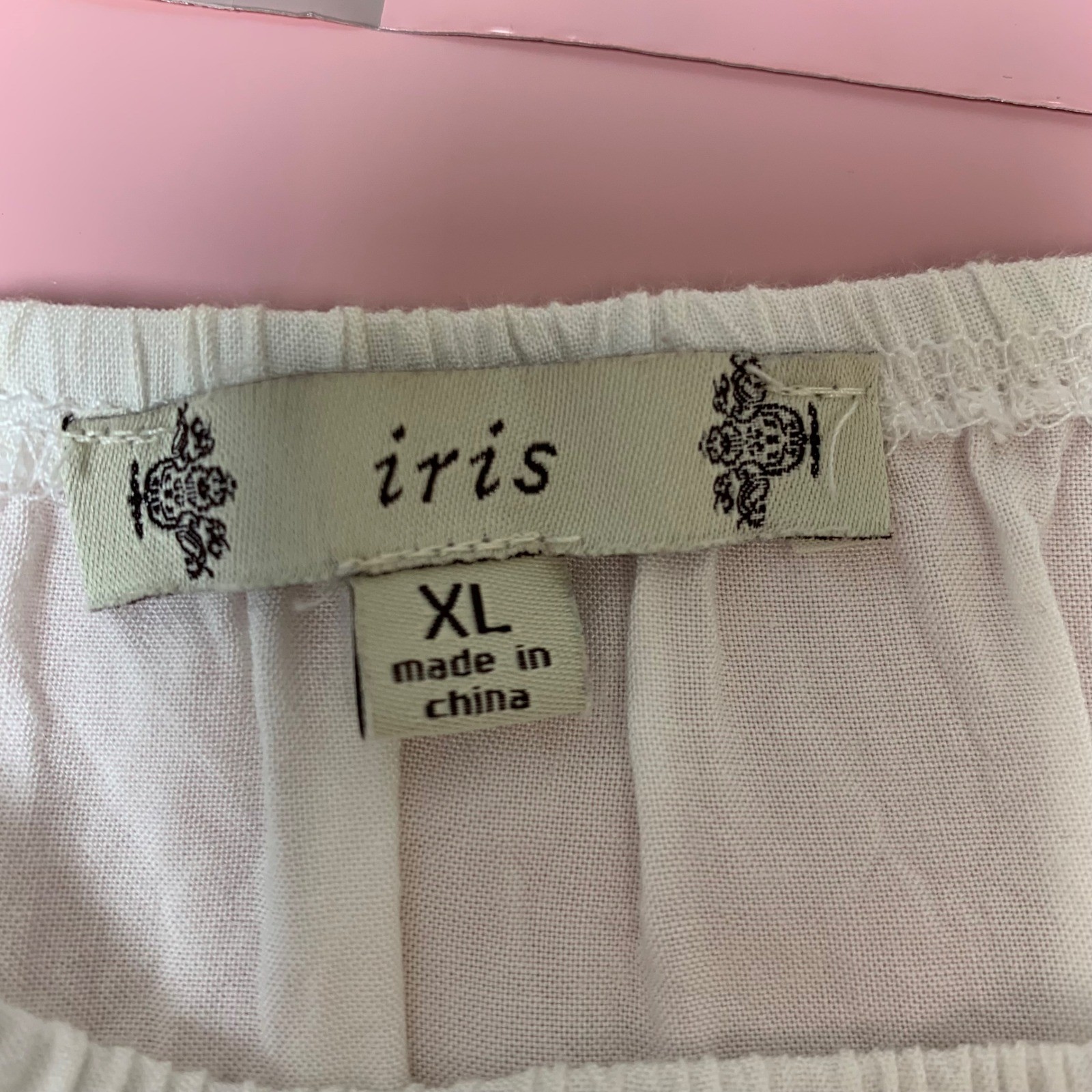 Iris Mini Dress Women XL White Excellent Boho Crochet Lace Off Shoulder ID2816