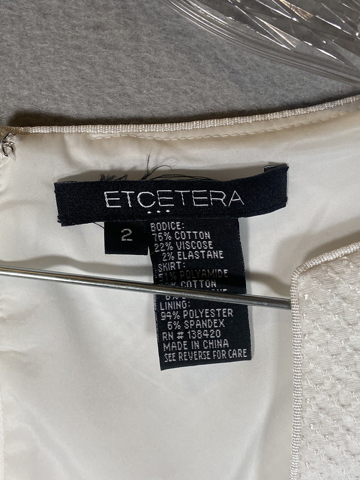Etcetera White Cap Sleeve Dress Side Zipper Pockets Zipper With Belt Sz 2