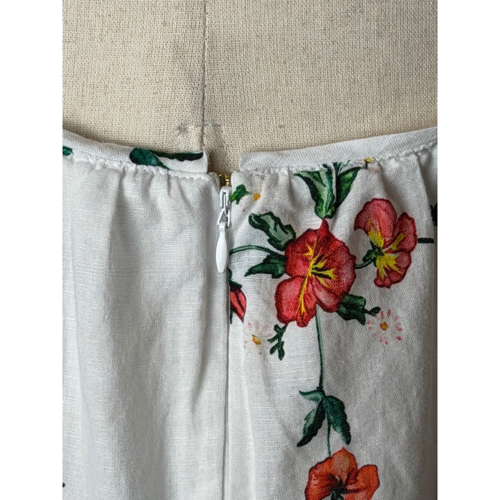 Sancia Arlette Dress Women Medium White Floral Linen Cotton Boho Cottagecore