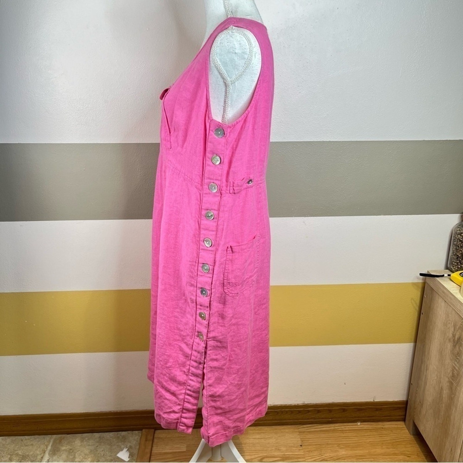 KARAVAN Vintage 90s Pink Coastal Beach Breathable Lightweight Tank Slip Dress M