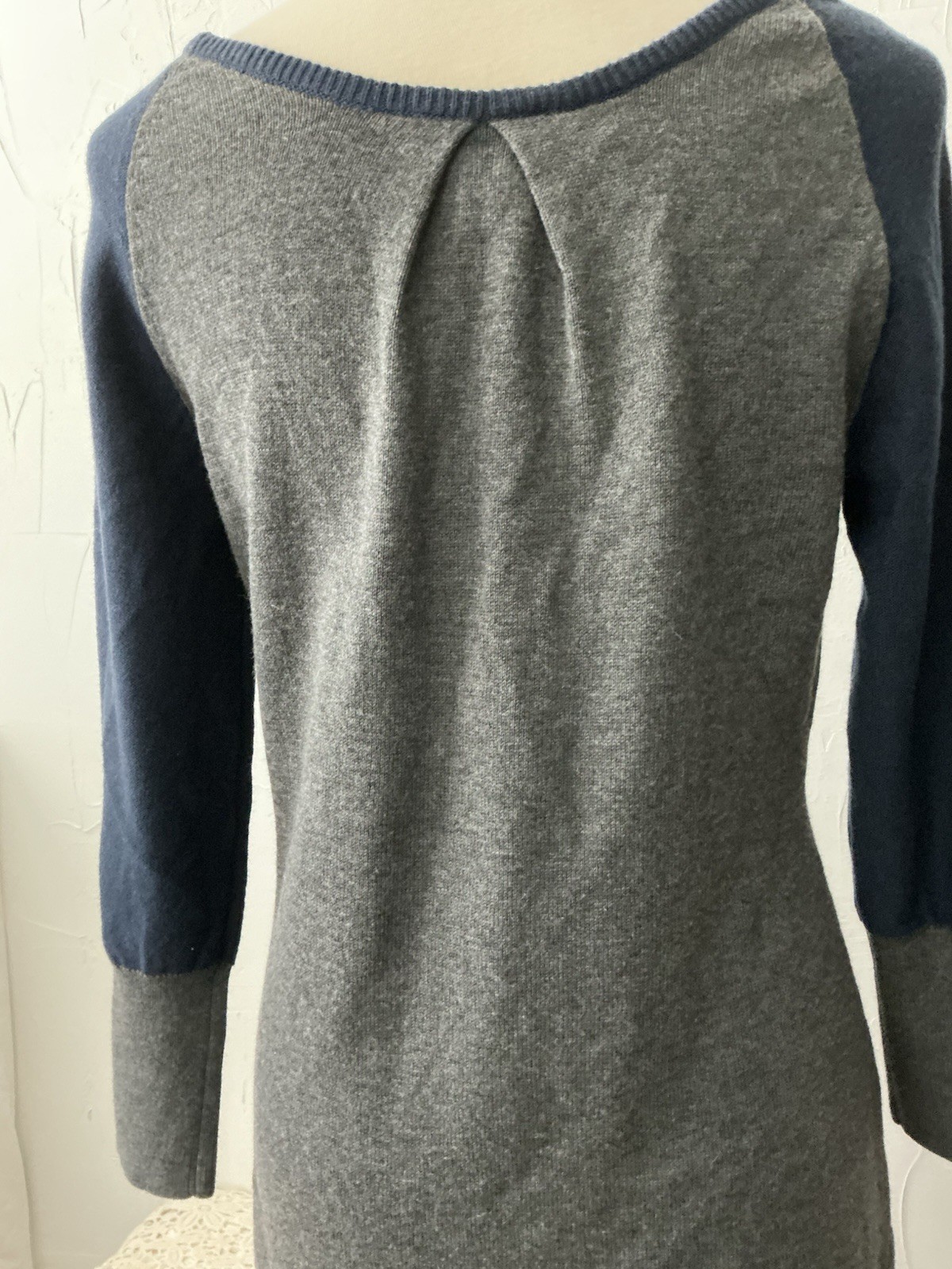 Timberland Original Sweater Dress M/ Slim Fit Gray/Navy Knit Short Wool/Cotton