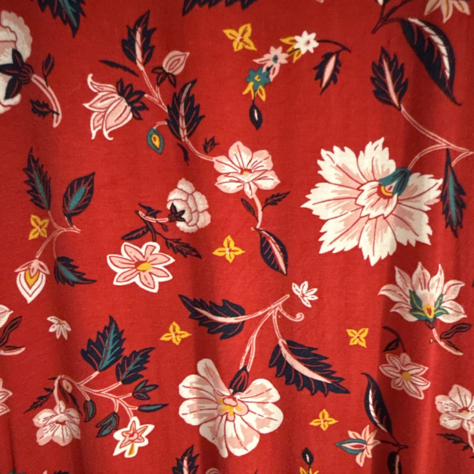 Old Navy Red Floral Long-Sleeve Mini Swing Dress XXL
