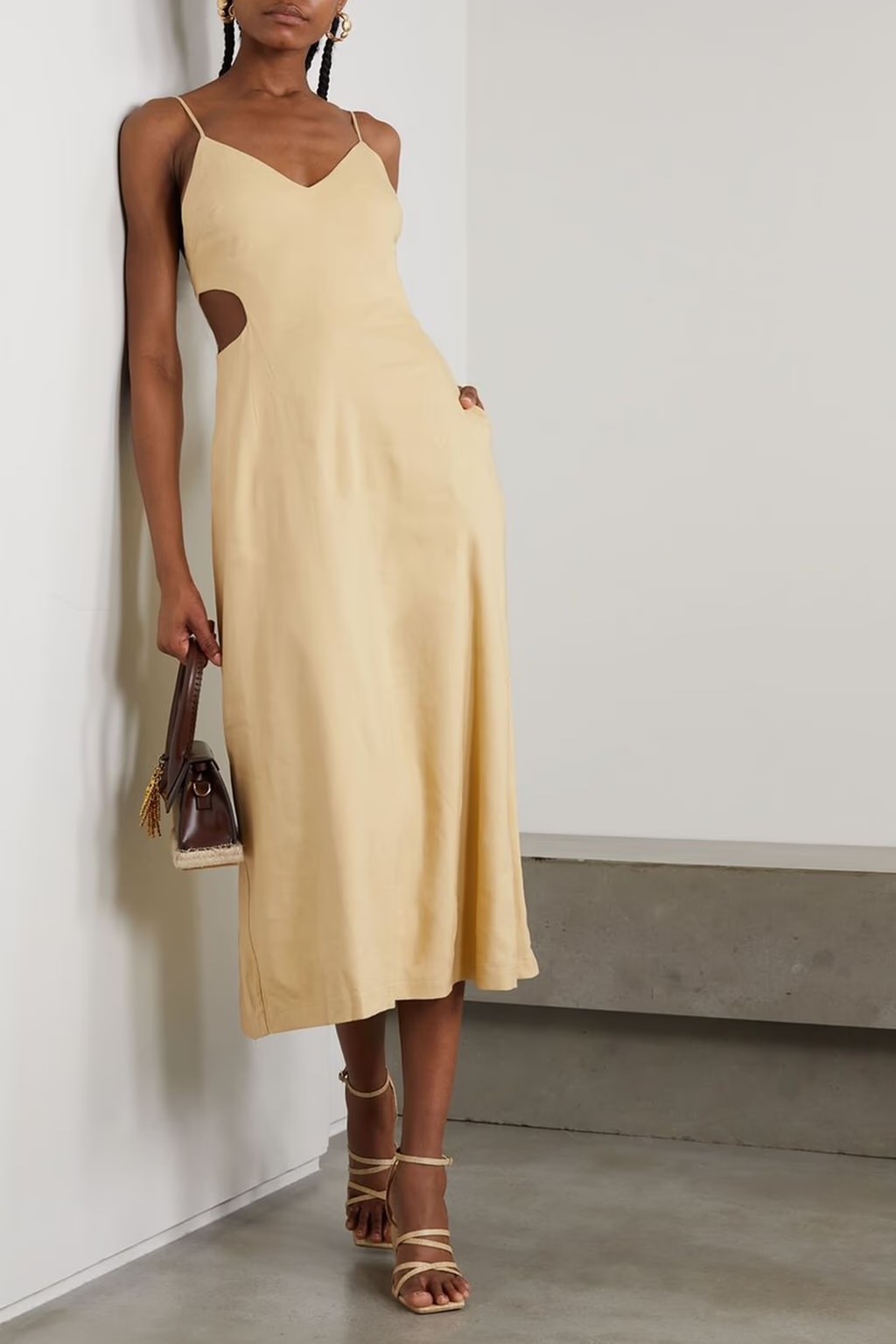Simkhai Giulia Convertible Wrap-Effect Cutout Linen-blend Midi Dress