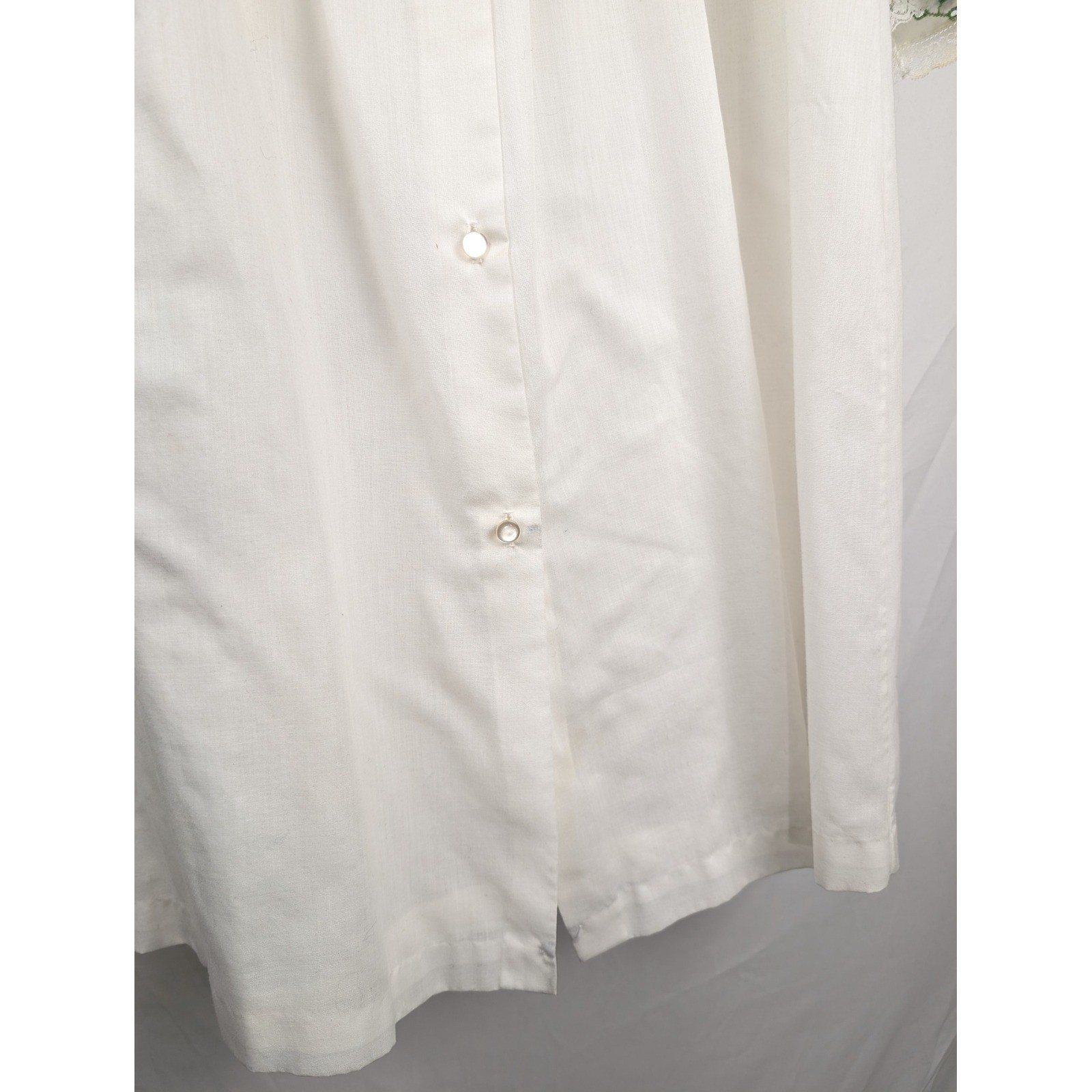 Vtg Floral Embroidered Lace Button Shift Dress Size M White Prairie Cottagecore