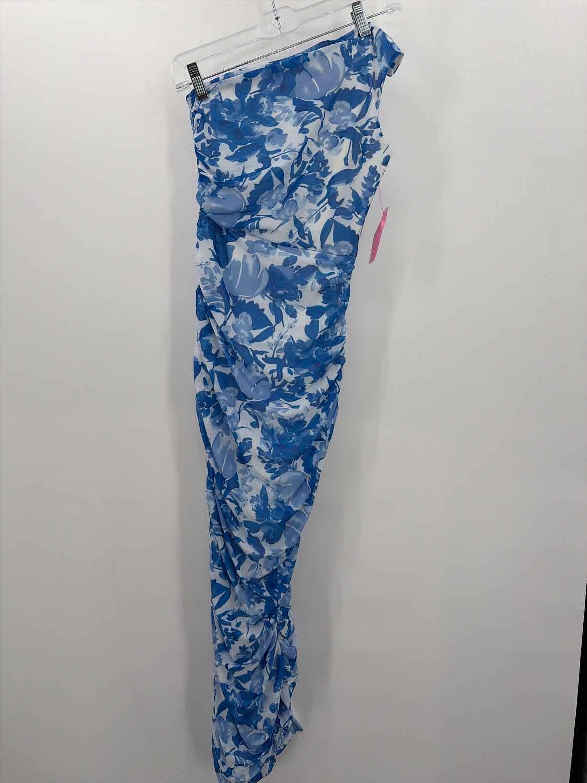Pre-Owned Billy J Blue Size 6 One Shoulder Maxi Sleeveless Dress
