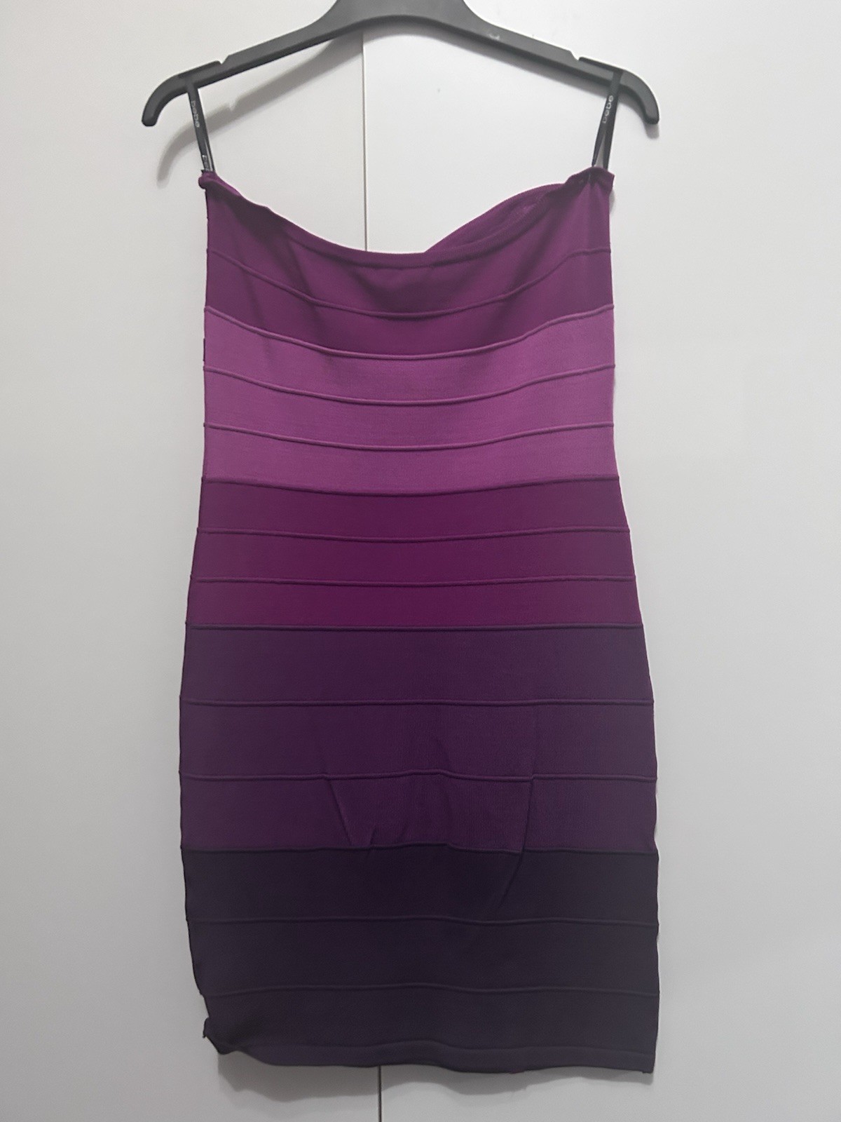 Authentic bebe Strapless Ombre Bandage Dress Purple Pink, Women’s L