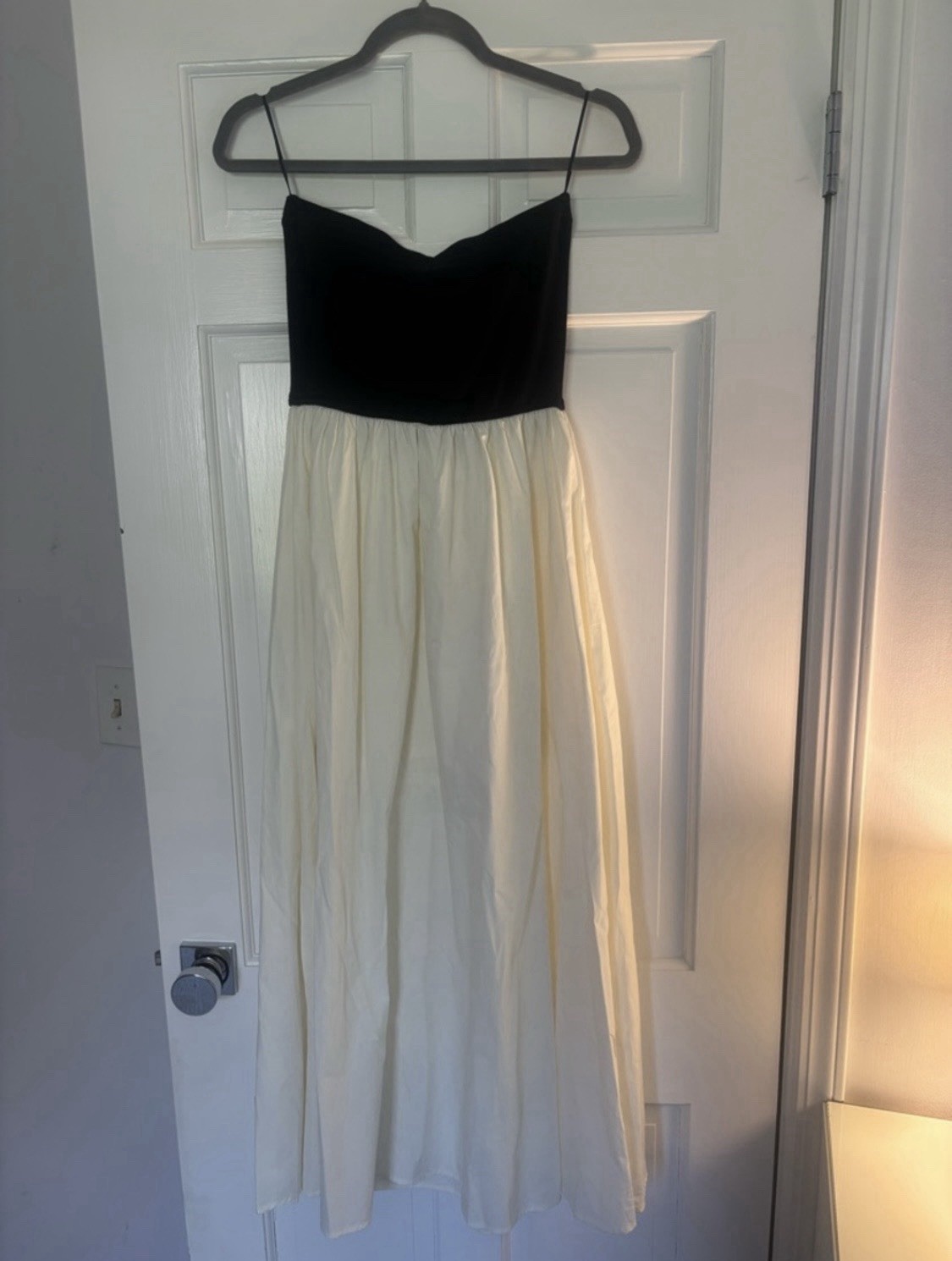 NWT Bobbles & Lace Hold Up Dress Medium Black Cream Maxi Midi Strapless