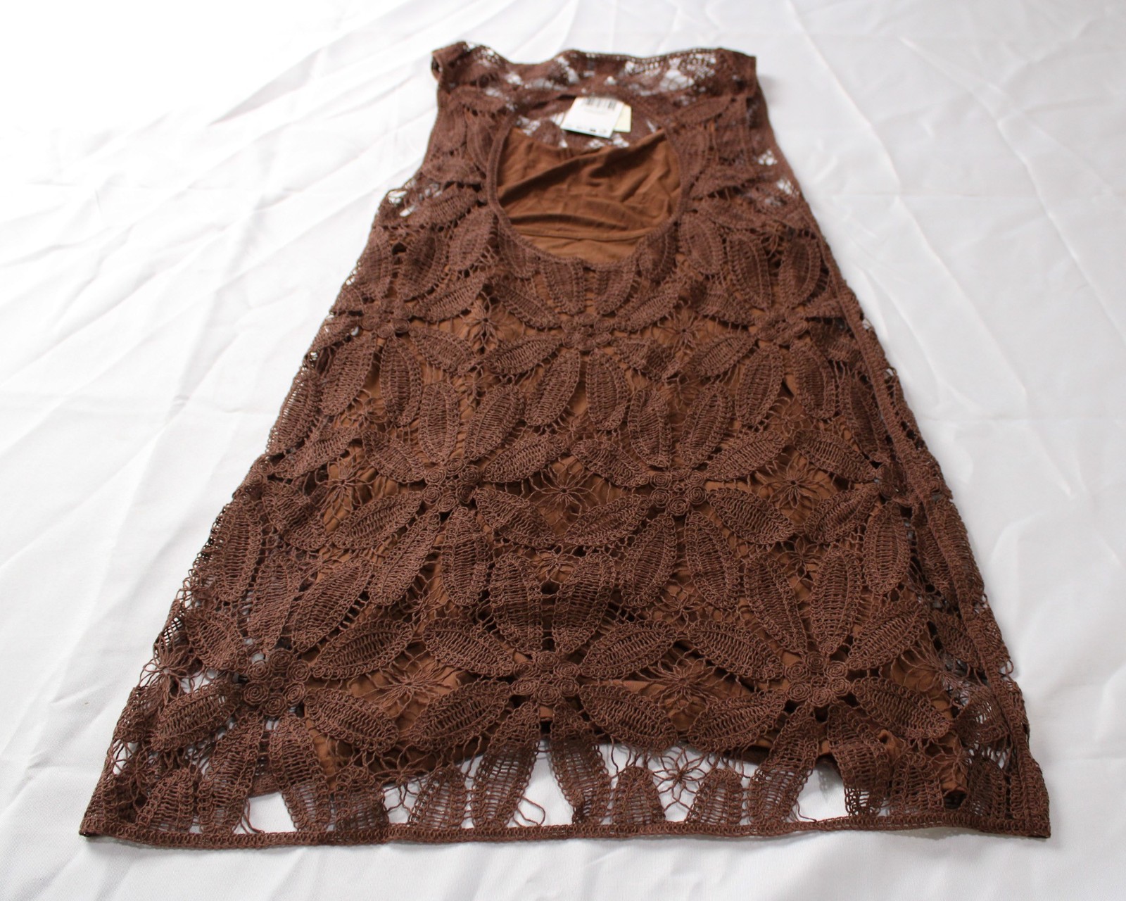 Mango Women’s Open Back Floral Crochet Dress BE5 Chocolate Small (US 4)