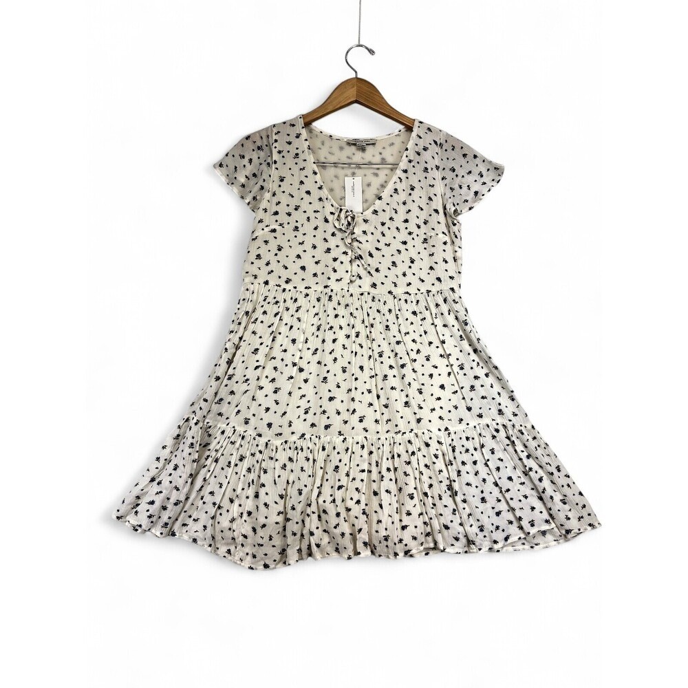 American Eagle Floral Tie-Front Tiered Midi Dress XS