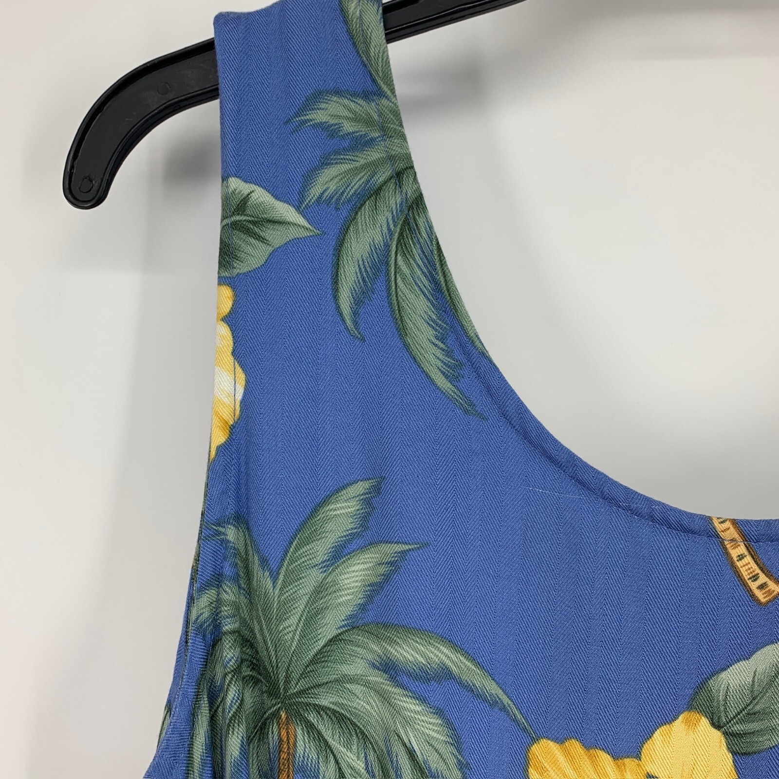Caribbean Joe Dress Womens Size Large Blue Floral Midi Tie Waist Wrap Sleeveless