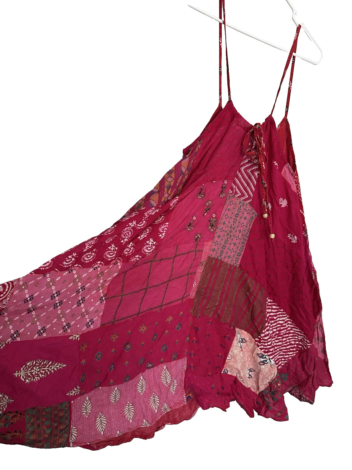 Jaded Gypsy S/M Dress Sleeveless Patchwork Pink Red Midi Pockets NWT