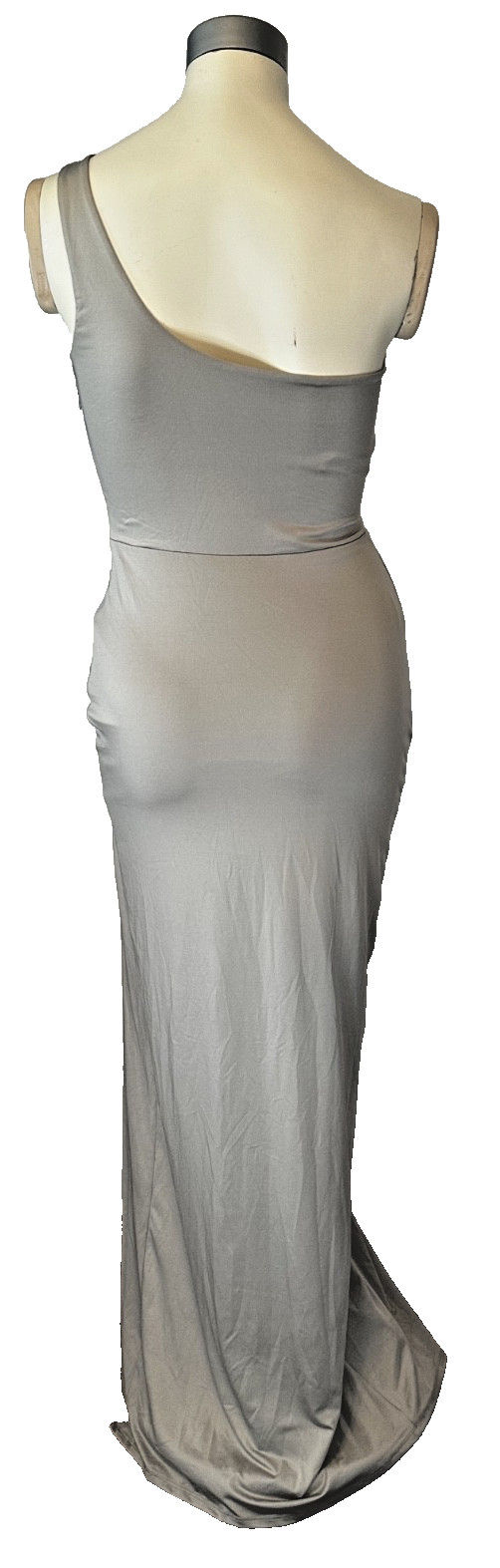 Superdown Erla Light Grey One Shoulder Cutout Maxi Dress w/ Side Slit Size M