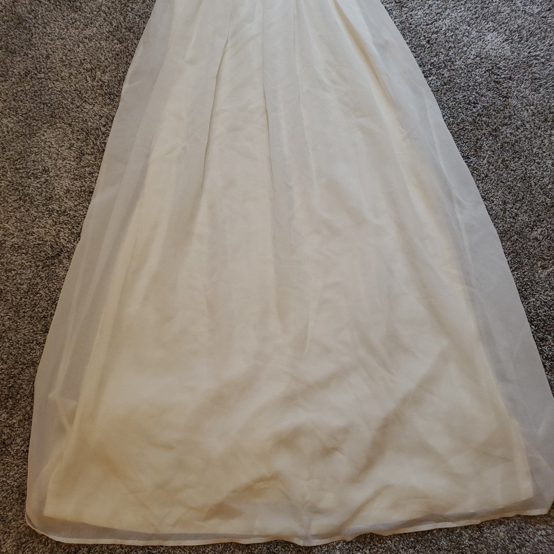 Saved By The Dress Beige Crochet Maxi Dress Woman Small Lace Top ZipUp Back NWT