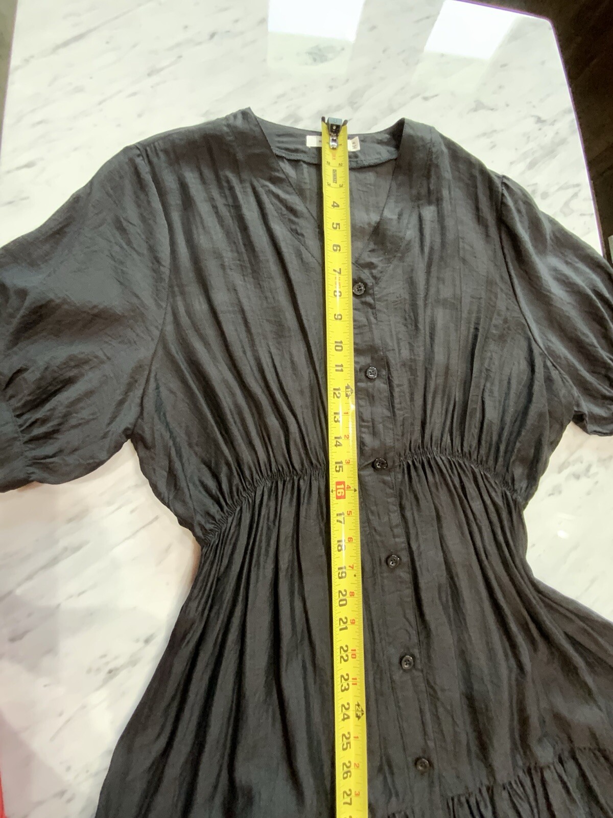 Mod Ref Dress Size XL Black Bohemian Style Loose Relax Fit Sleeves Buttons