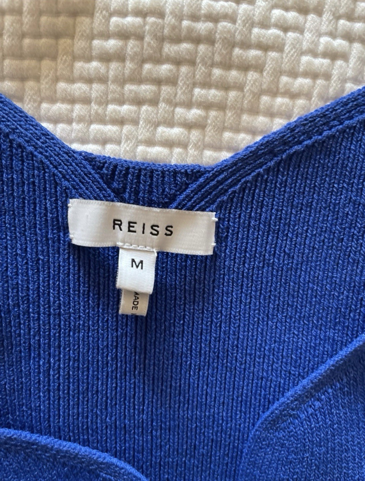 Reiss Cobalt Blue Bodycon Midi Dress with Sweetheart Scoop Neck