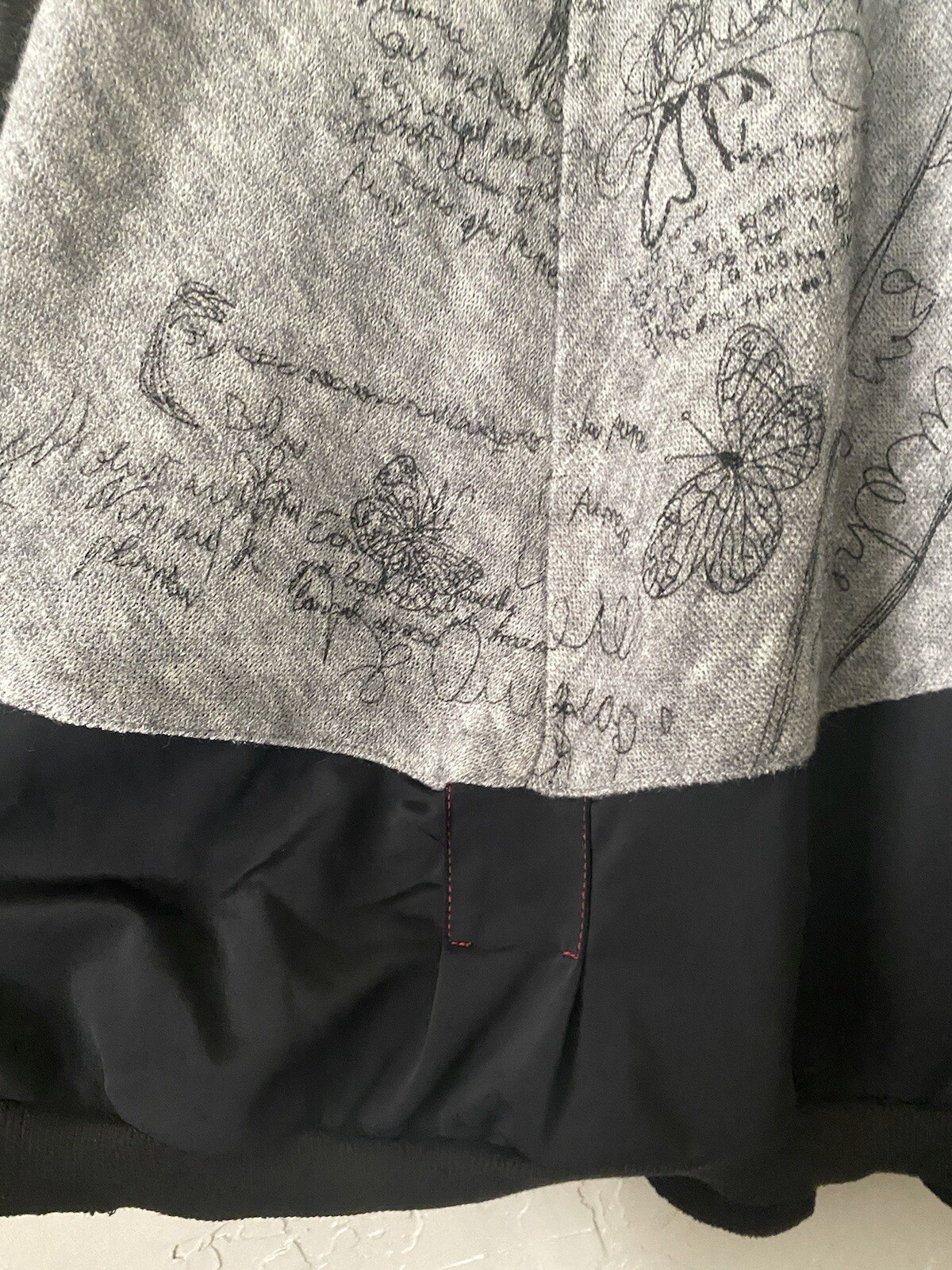Whimsigoth Gothic Multi-Fabric Linen Cotton Blend Black/Gray LS Eclectic Dress L