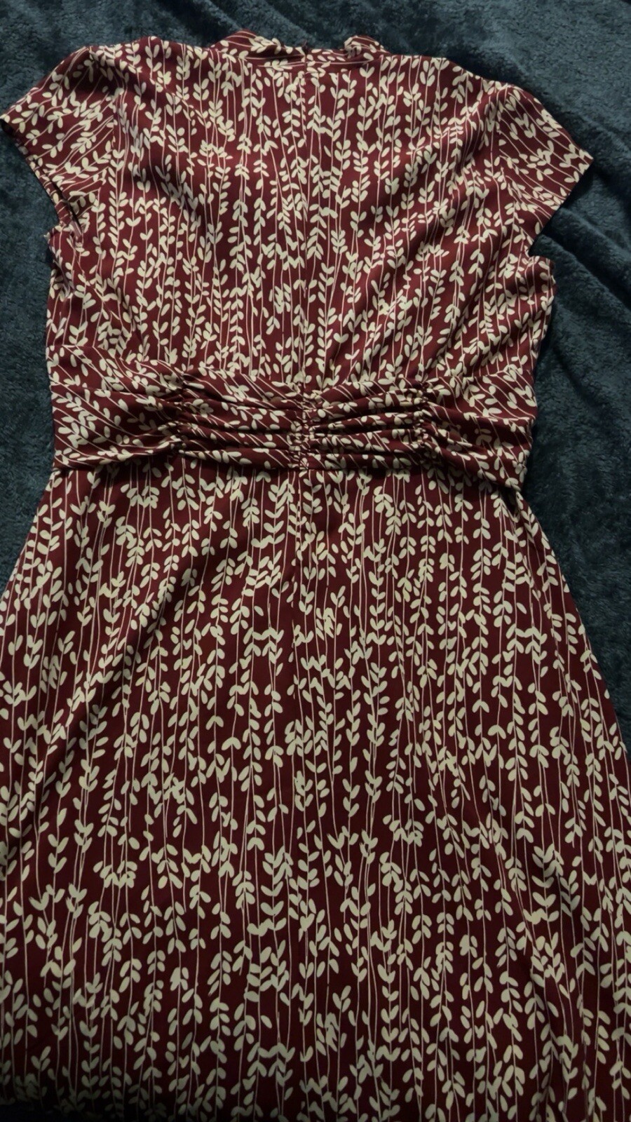 NorthStyle Women’s Dress Size 14 Burgundy With Cream Vine Print