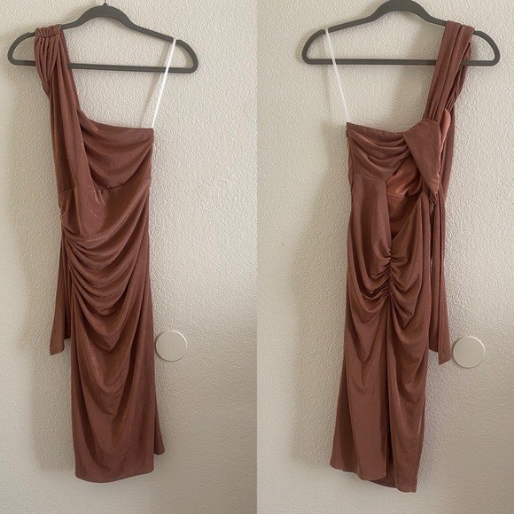 Katie May Women’s Size Small High Roller Dress Metallic Brown One Shoulder