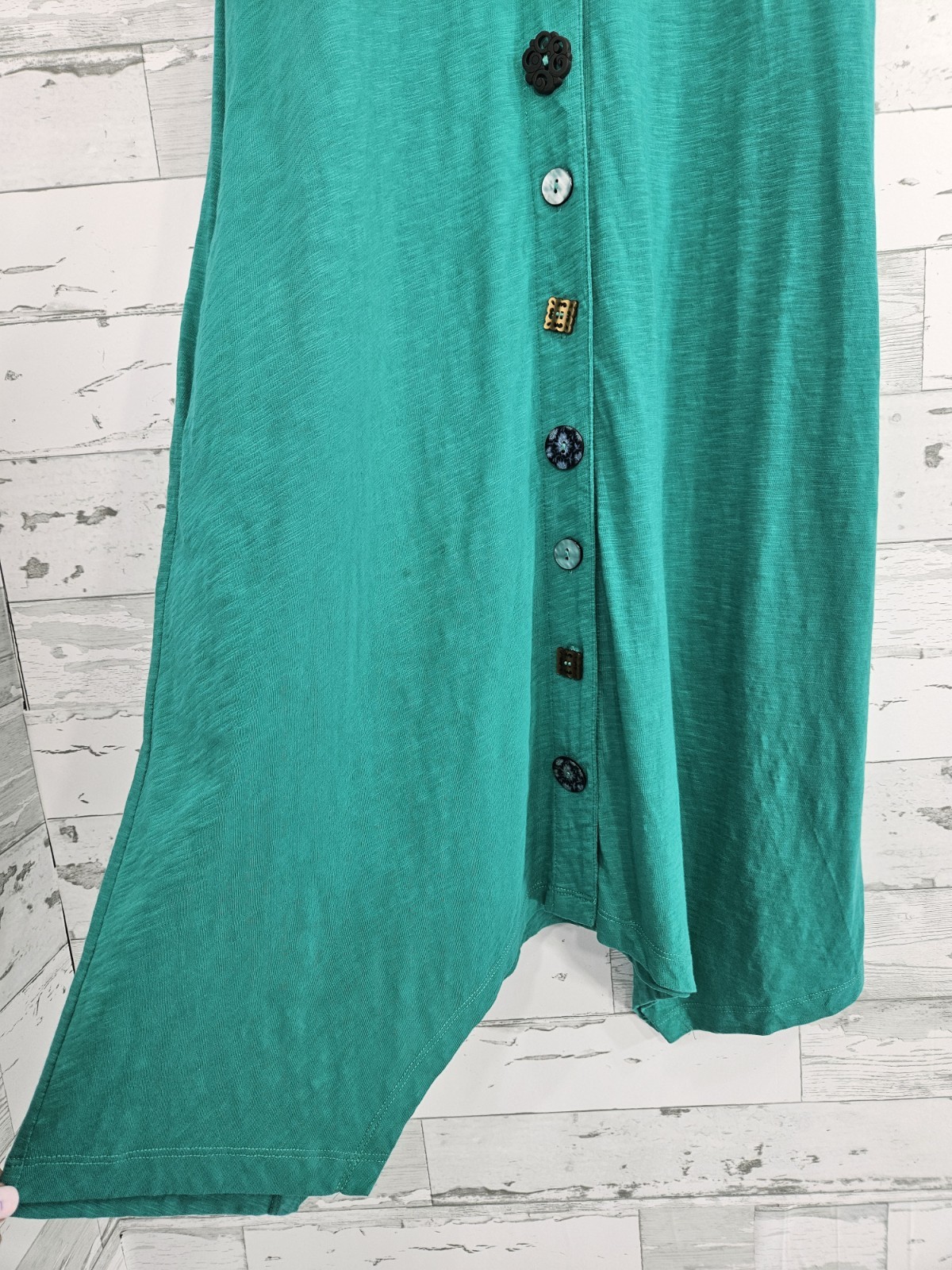 Soft Surroundings Danielle Button Knit Cotton Dress Asymmetrical Hem Women S