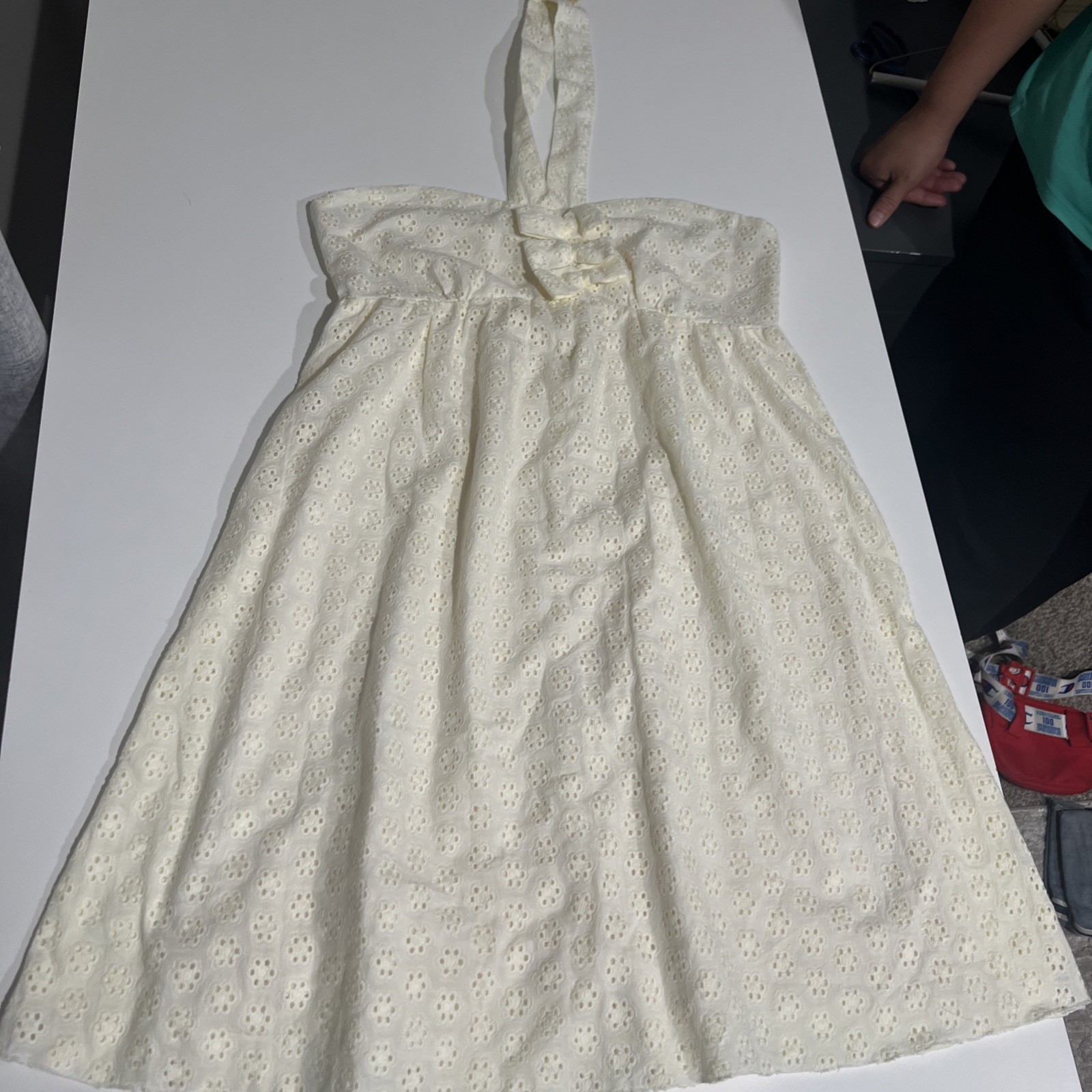 Vtg True People Dress Mini Halter White Cottage Core Coquett