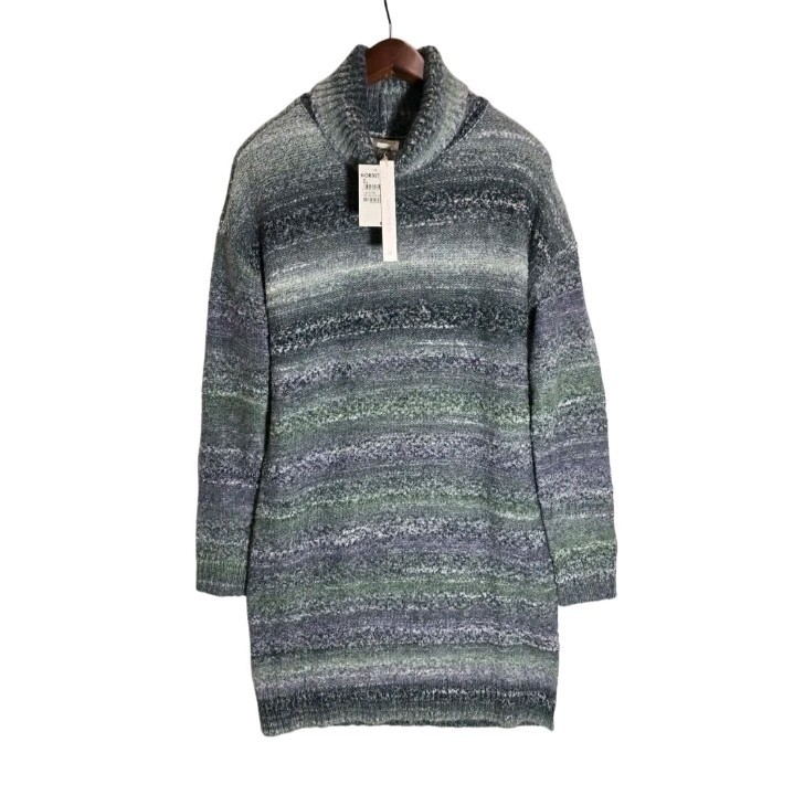 Caslon Womens M Sweater Dress Cowl Neck Knit Teal Blue Silver Nordstrom NWT