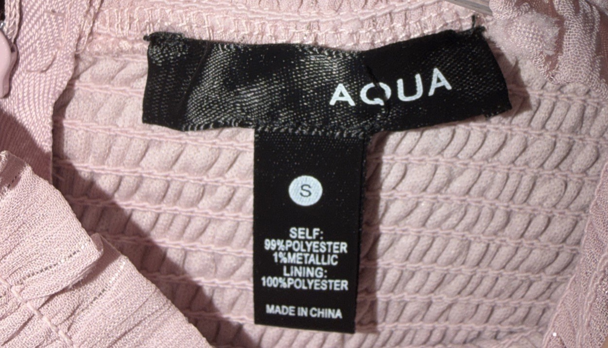 AQUA Swiss Dot Smocked Ruffle Mini Dress Shimmer Pink Size S Bloomingdales EUC