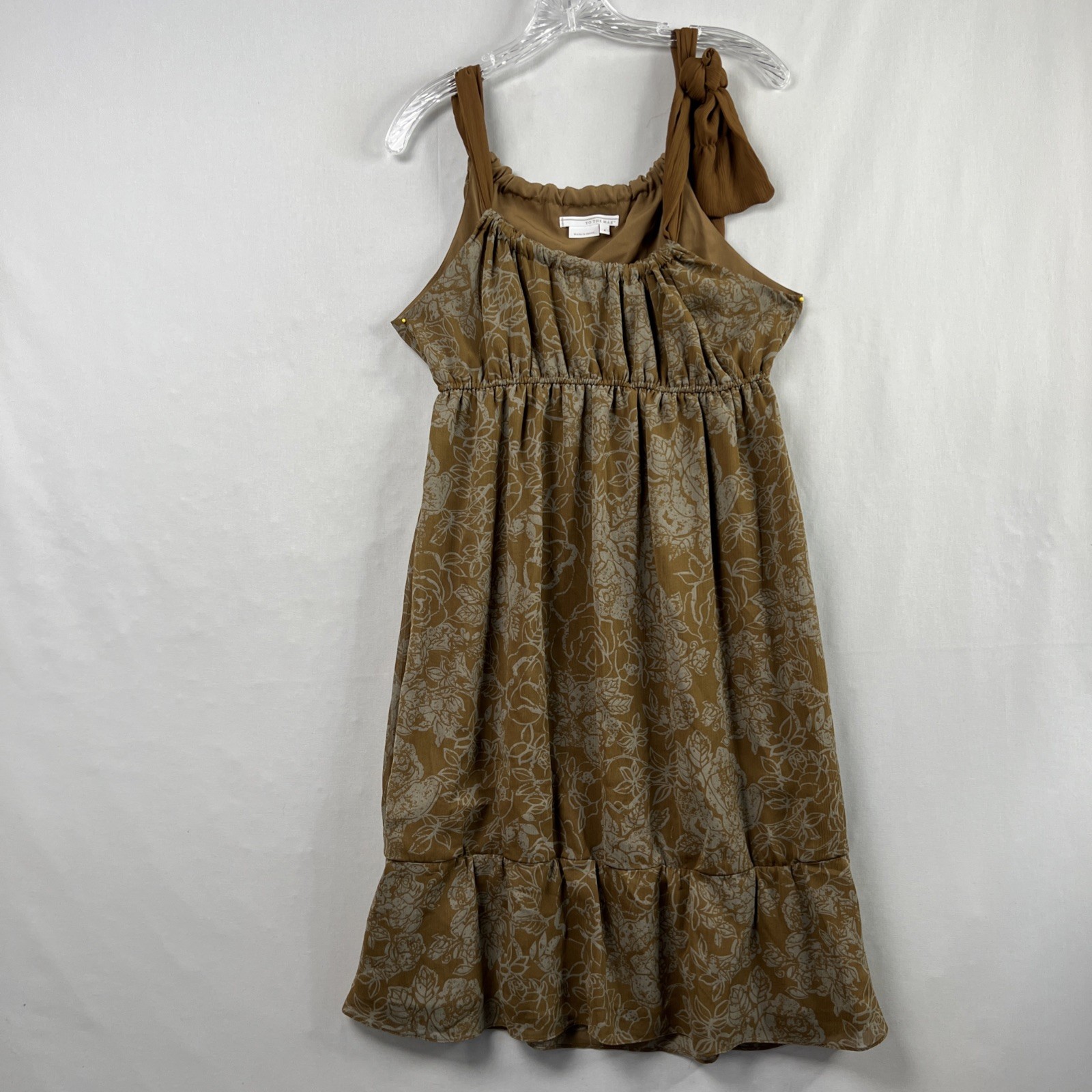 To The Max Dress Size 6 Brown Floral Empire Waist Knee Length Ruffled Boho