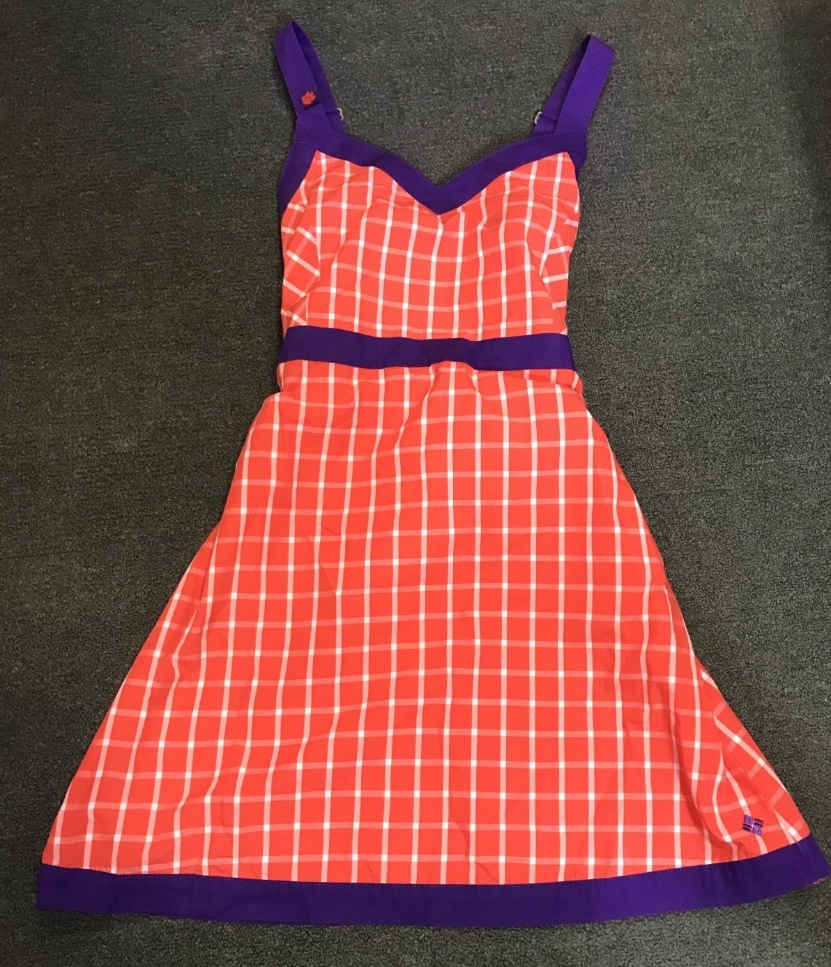 Columbia Sportswear CLEMSON Sundress sz L Orange & White Checker Purple College