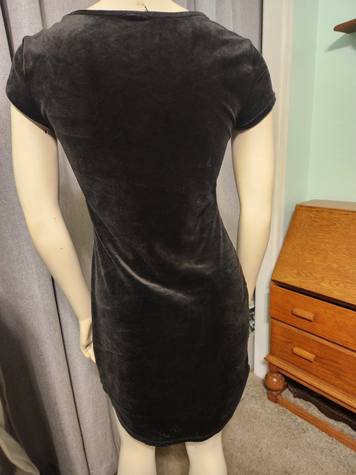 Celestial sun moon and stars Black Velvet Mini Dress Juniors Sz 3-5