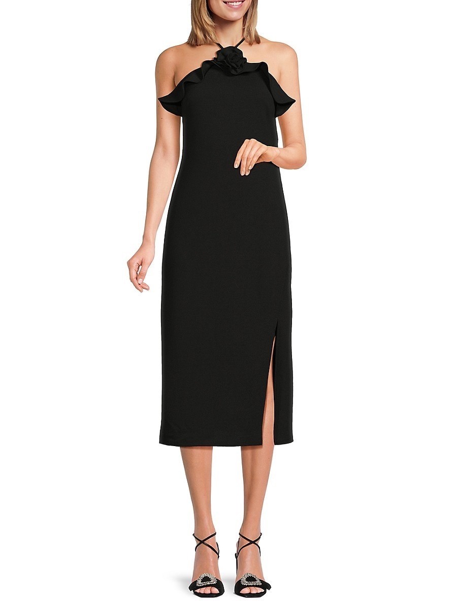 Rachel Rachel Roy Women’s Layla Ruffled MIDI Dress – Black Size M NWT