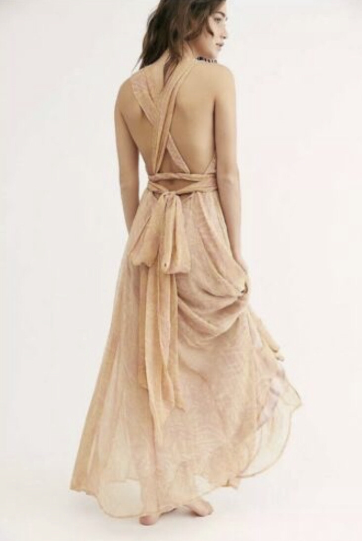 NEW $228 FREE PEOPLE GIORGIA CHIFFON MAXI DRESS SZ 2 Z517-48