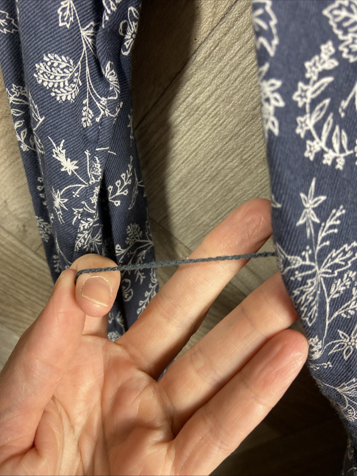 Fat Face Navy & White Floral Button Up Dress Waist Tie Collared Size 10