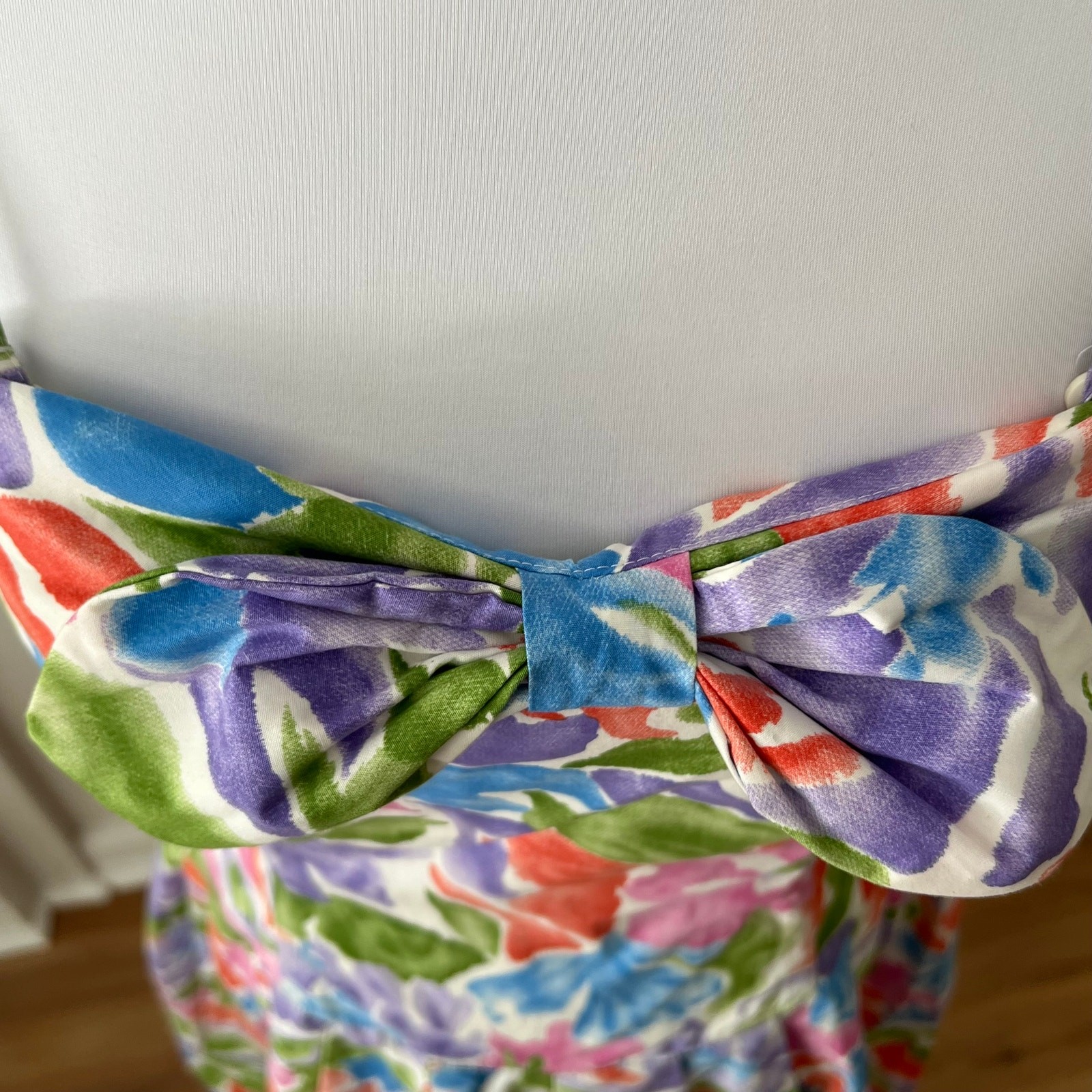 Vintage Womens Dress Medium Retro Cotton 80s does 50s Removable Strapless Cruise