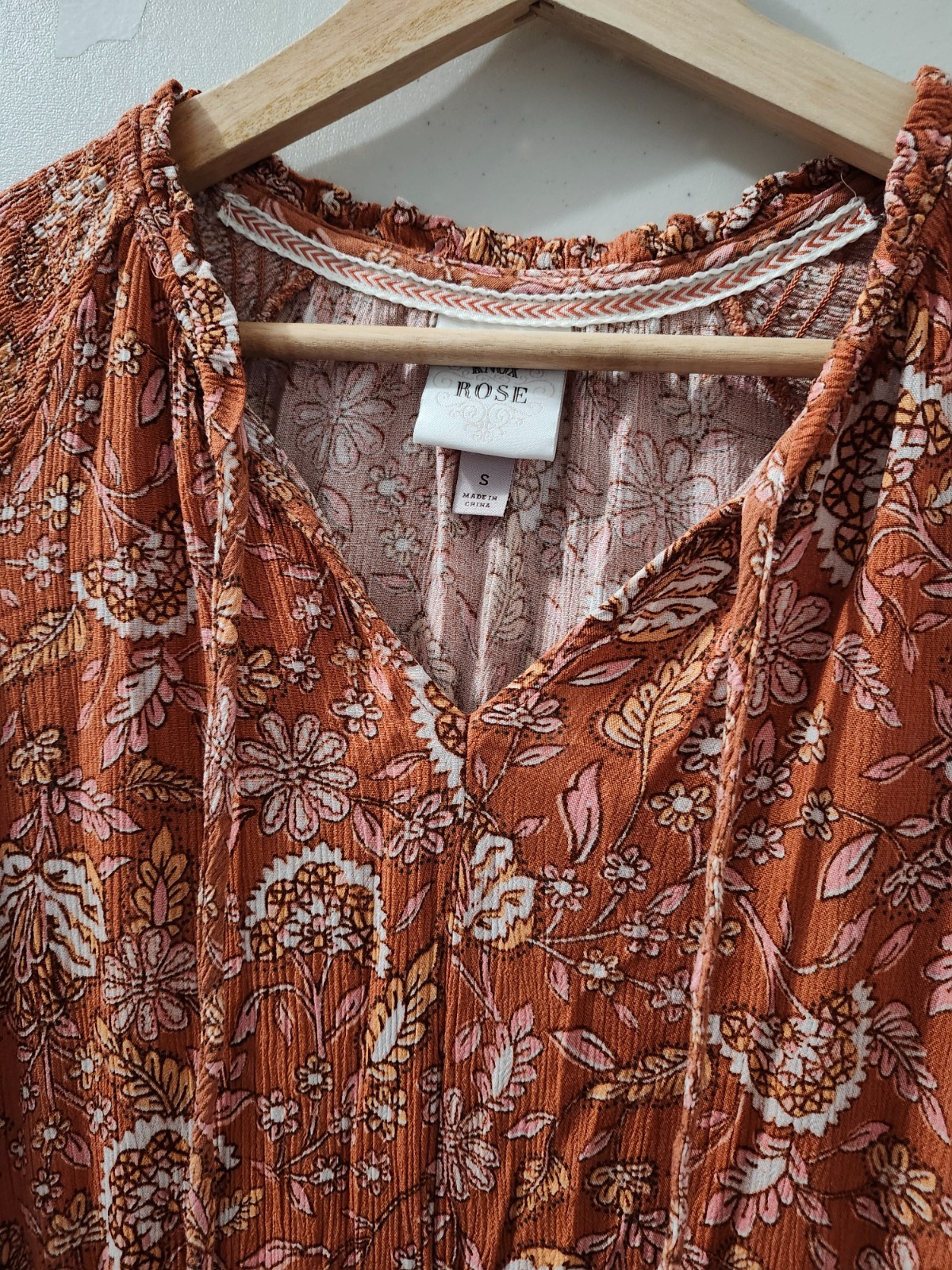 Knox Rose Dress Womens S Orange Rust Flutter Short Sleeve Tier Maxi Floral Boho