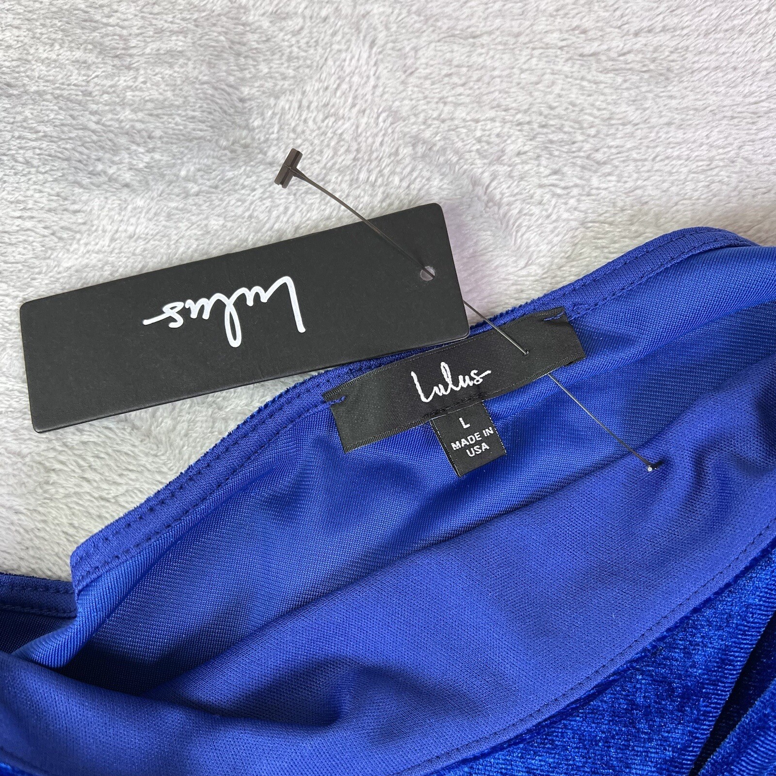 Lulus Velvet Blue Dress Large Short One Shoulder Formal School Dance Cocktail