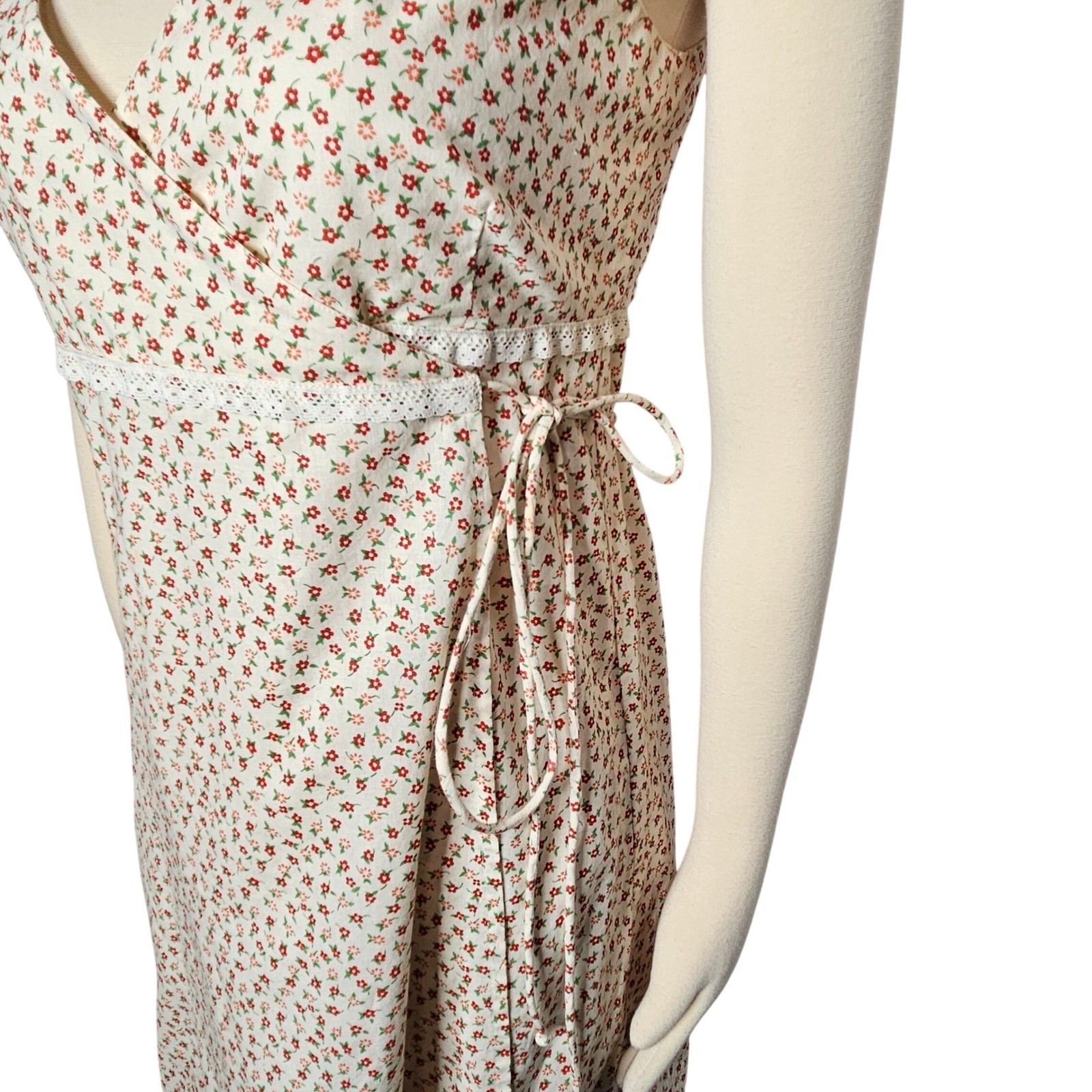 Third Millennium 100% Cotton Wrap Dress Ditsy Floral Cottagecore Prairie Midi 6