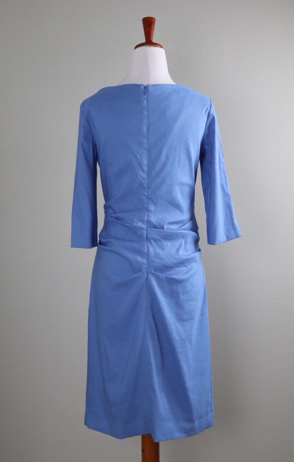 SARA CAMPBELL NWT $258 Solid Blue Limited Edition Pin Tuck Wiggle Dress Size 6